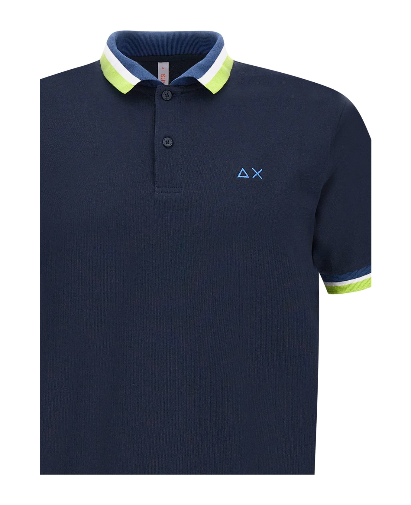 Sun 68 "collar Multistripes" Cotton Polo Shirt - BLUE ポロシャツ