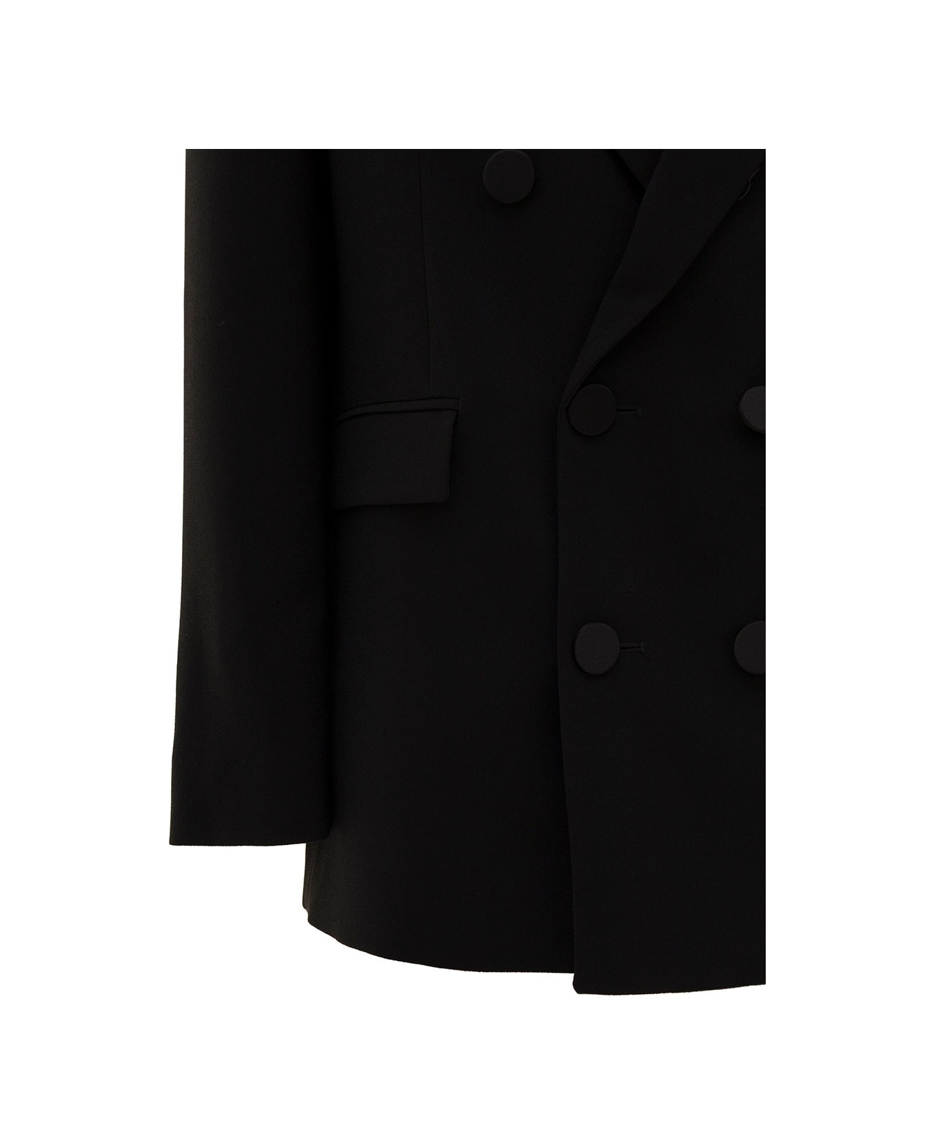The Andamane 'harmony' Black Double-breasted Jacket With Covered Buttons In Crepe Satin Woman - Black コート