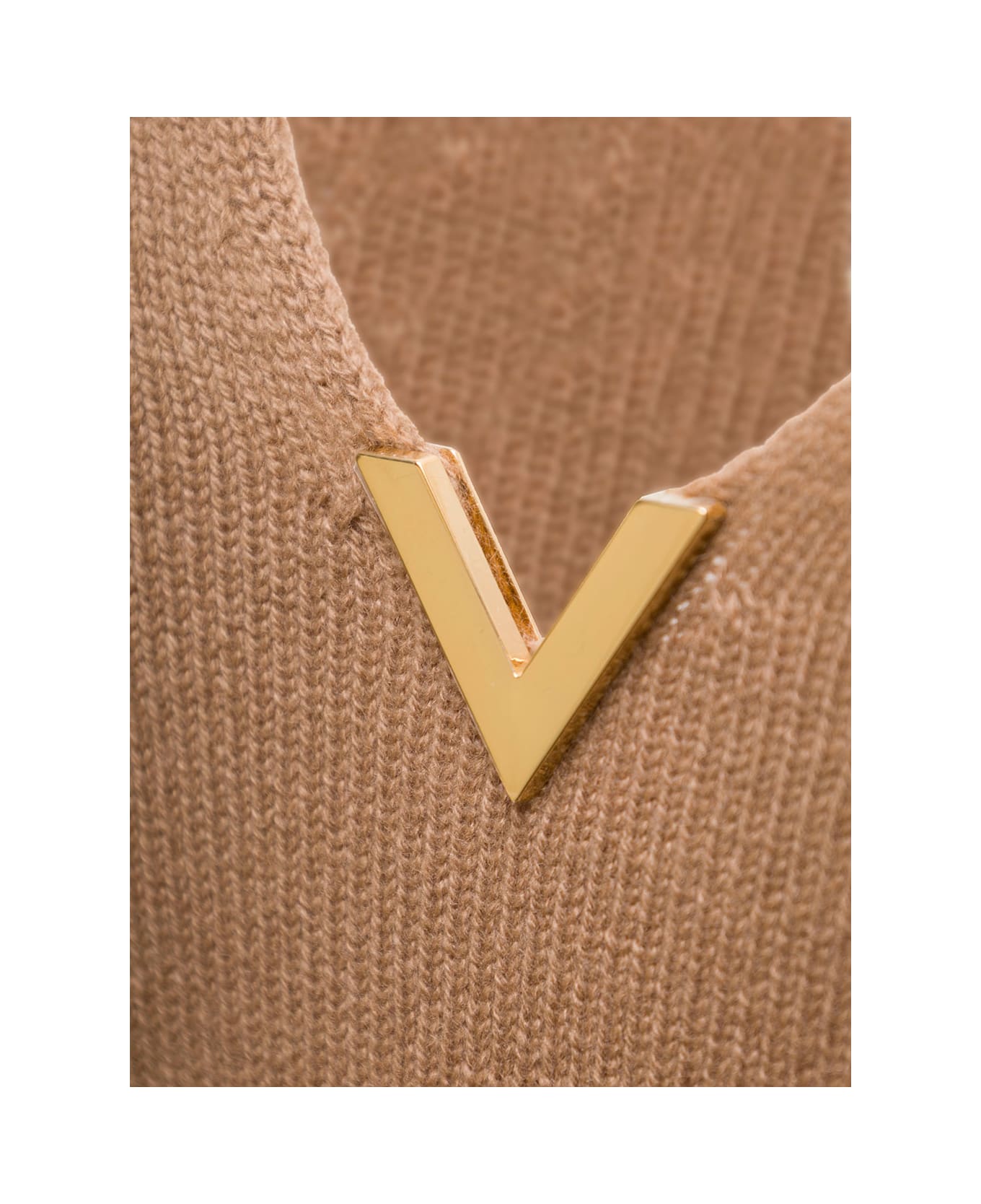 Valentino Brown Cashmere Sweater With V Logo Valentino Woman - Brown