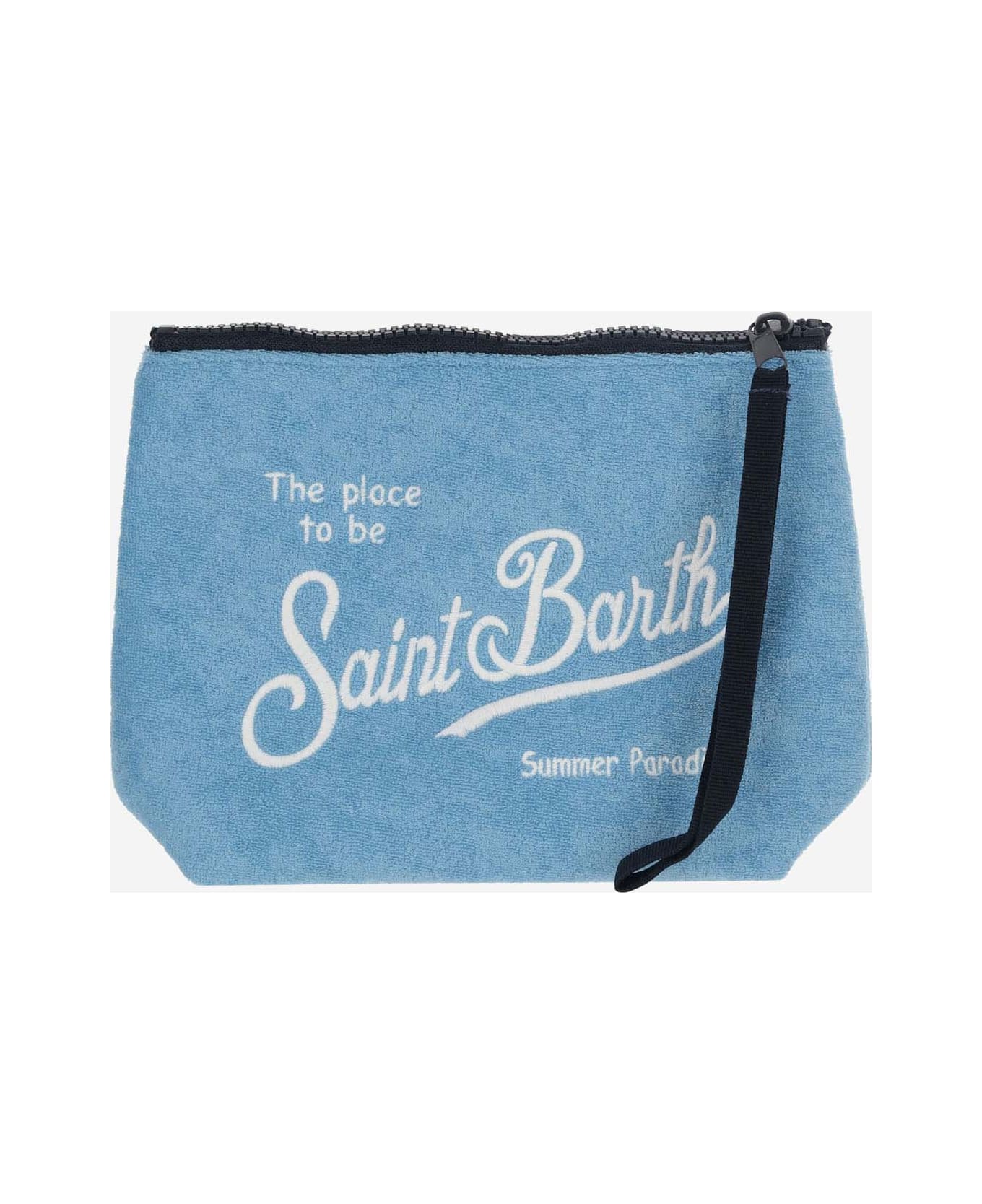 MC2 Saint Barth Fabric Clutch Bag With Logo - Clear Blue クラッチバッグ