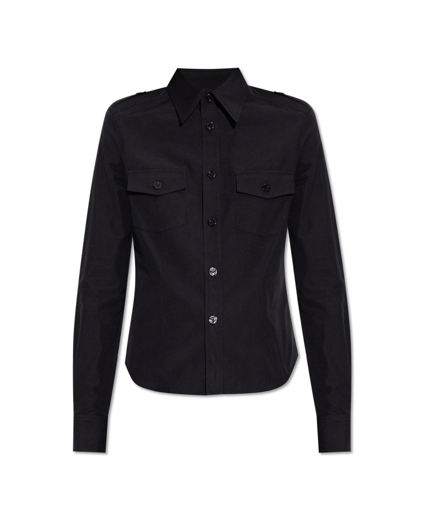 Saint Laurent Buttoned Long-sleeved Shirt - BLACK