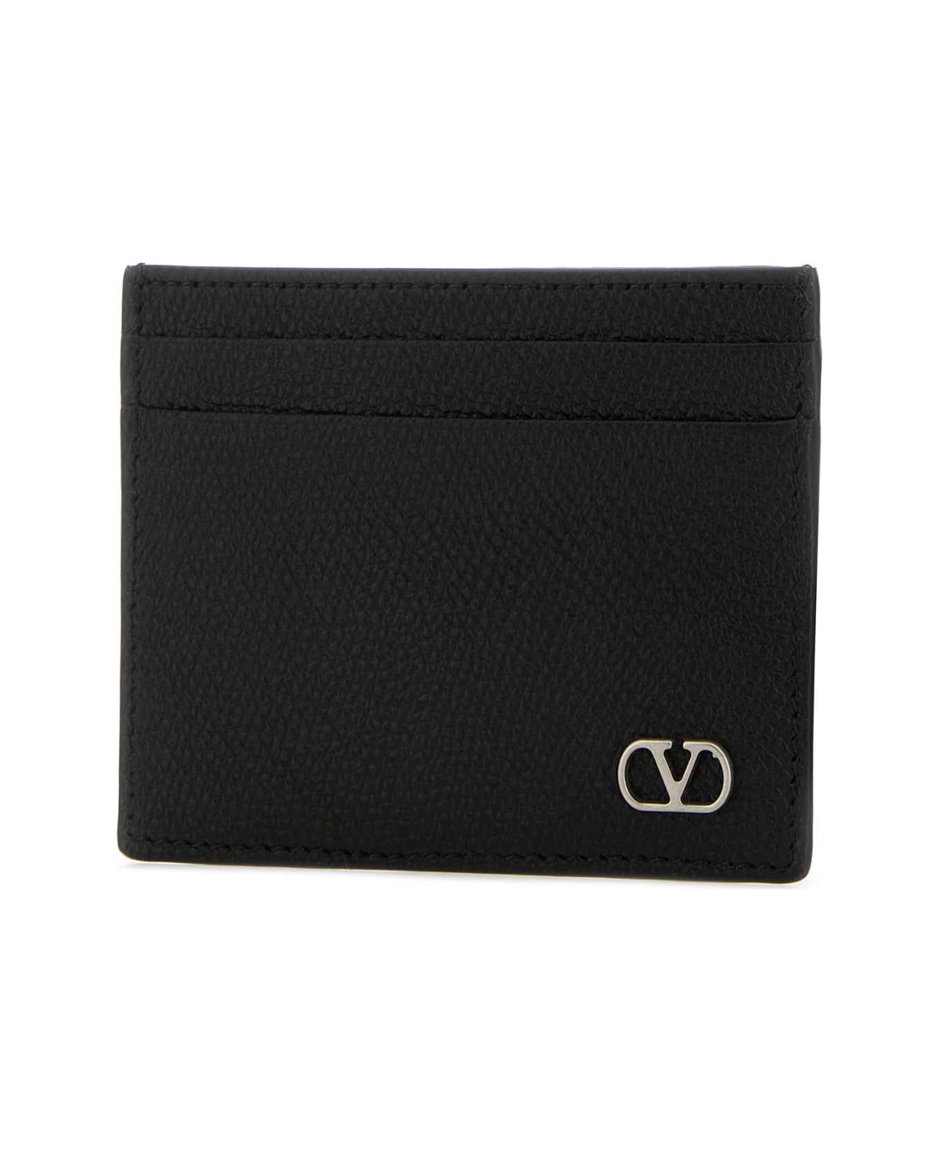 Valentino Garavani Black Leather Vlogo Signature Card Holder - NERO