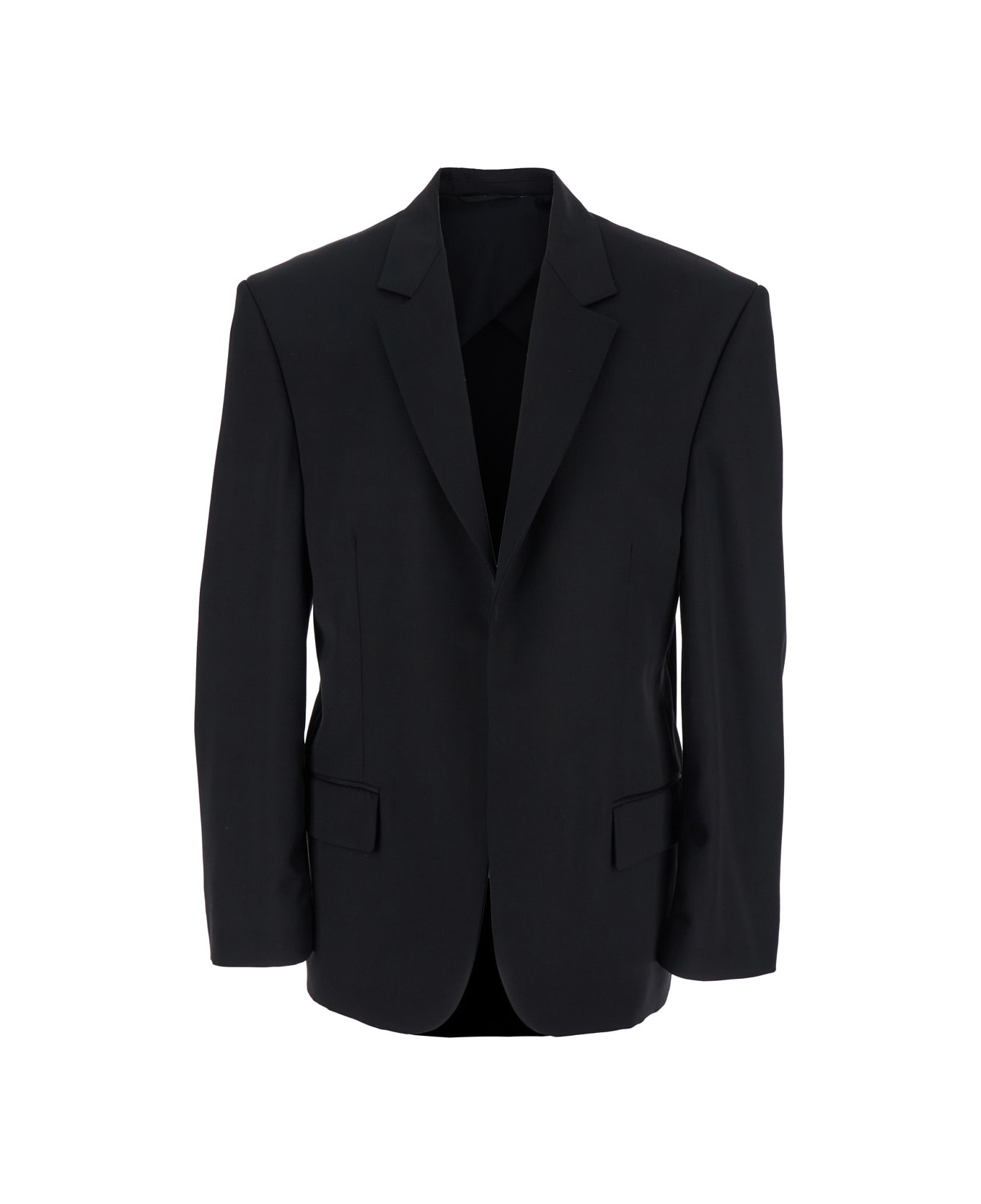 Balenciaga Black Single-breasted Jacket With Notched Revers In Wool Woman - Black
