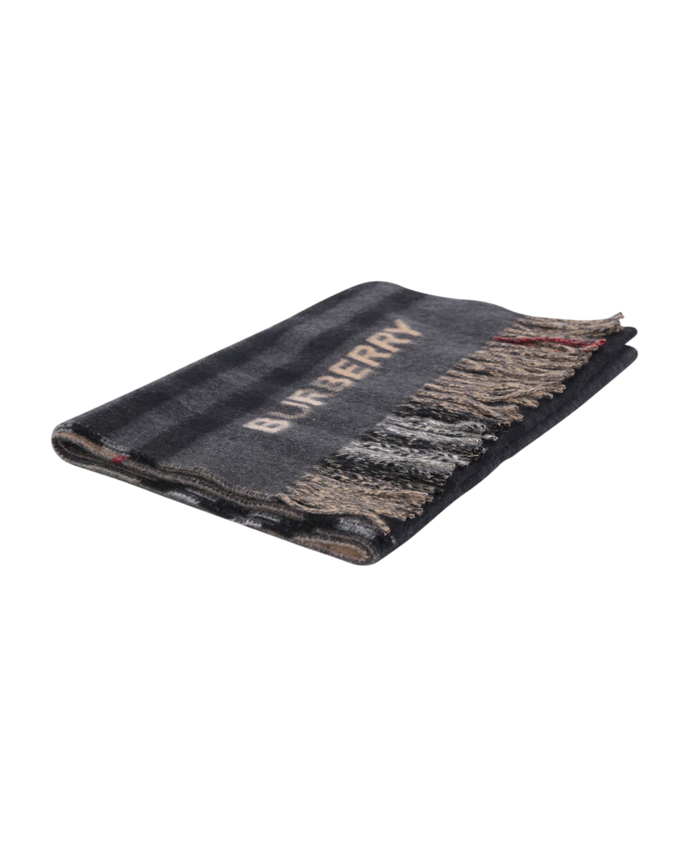 Burberry Embroidered Cashmere Scarf - Beige, black