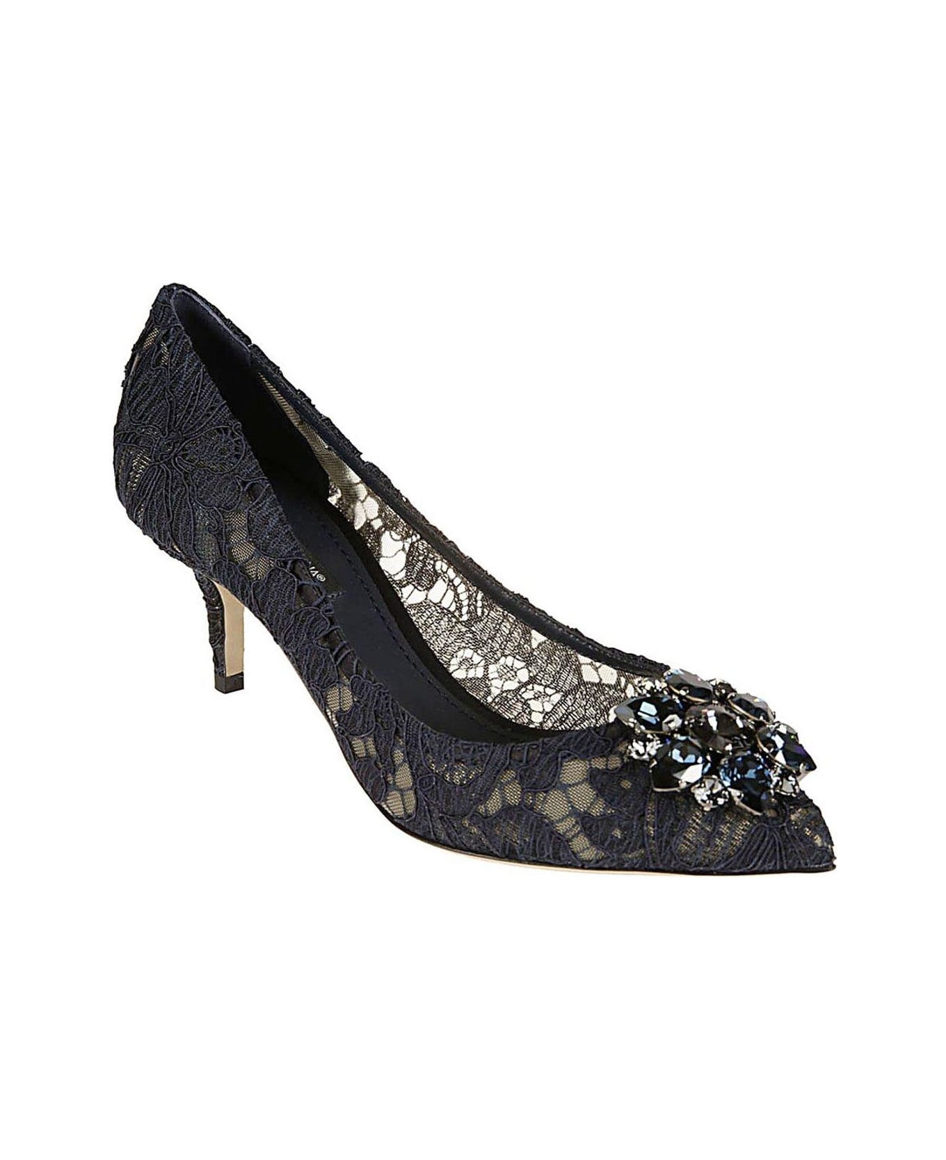 Dolce & Gabbana Taormina Lace Embellished Pumps - Dark blue