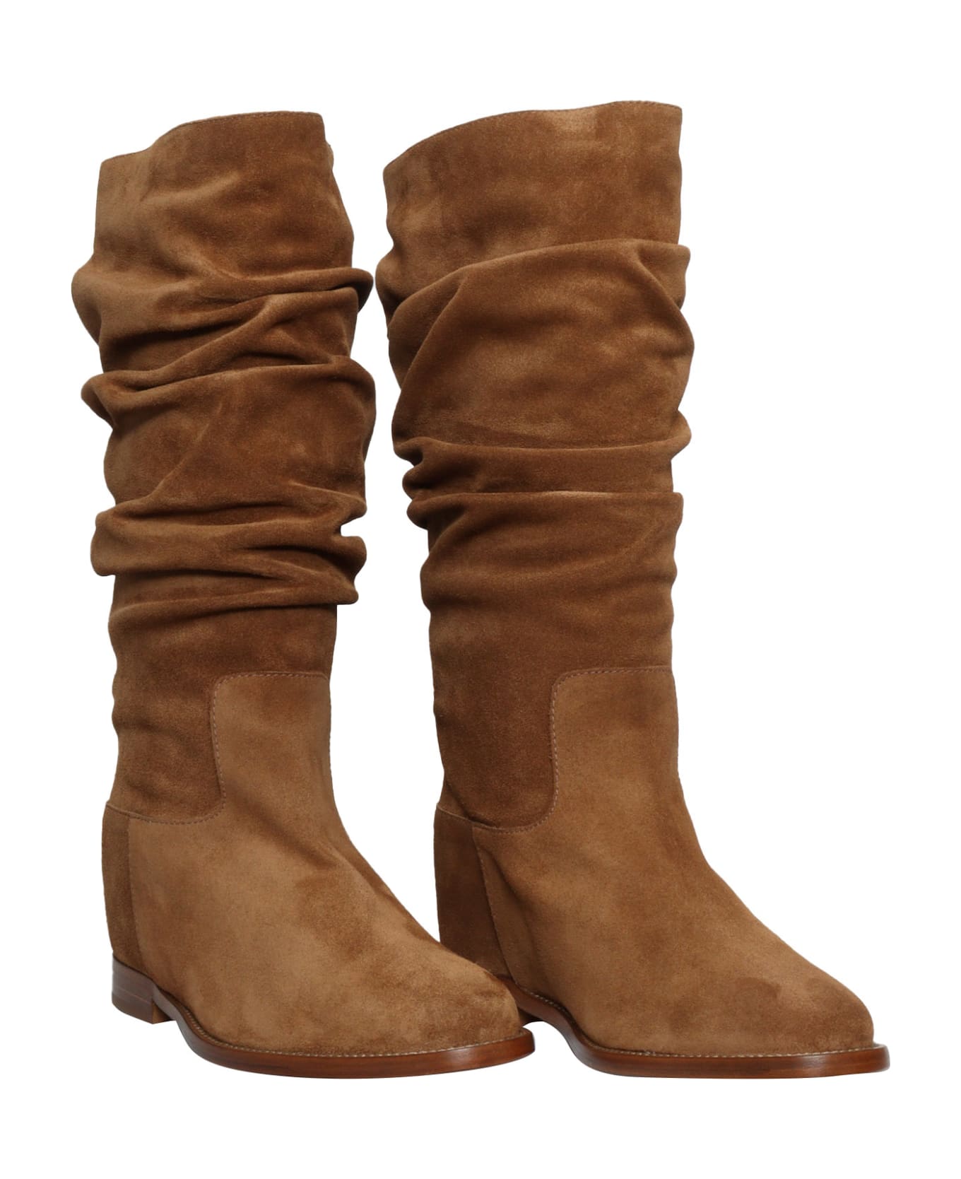Via Roma 15 Brown Curled Boot - BROWN ブーツ