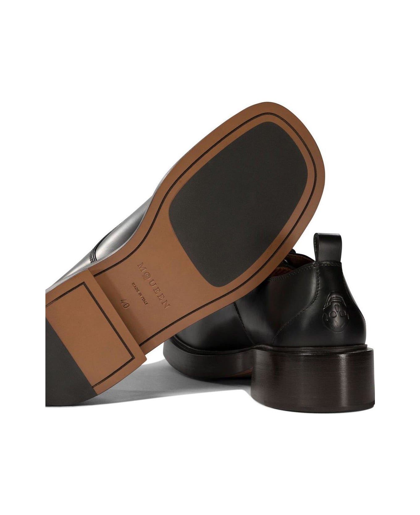 Alexander McQueen Round-toe Lace-up Derby Shoes - BLACK