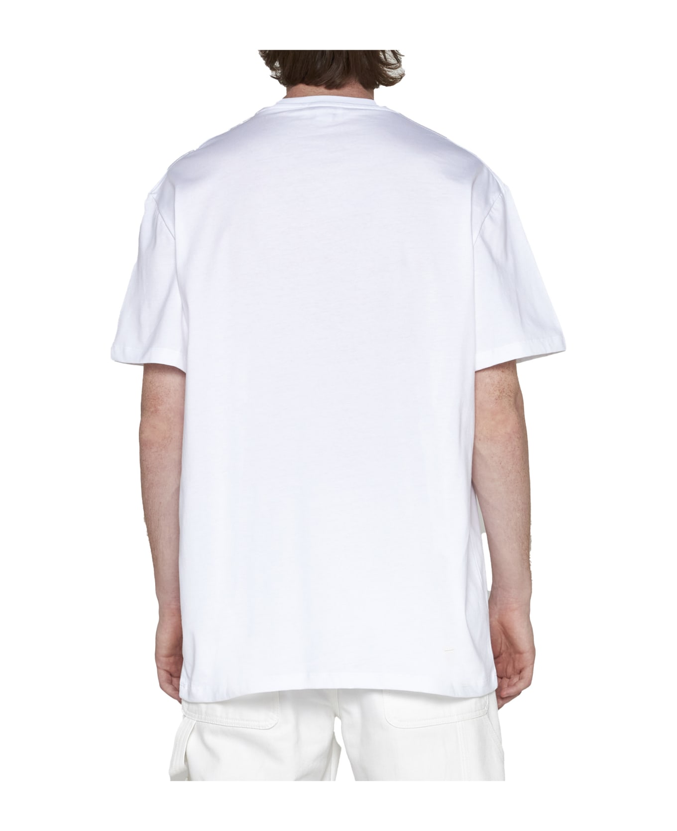Alexander McQueen Crewneck T-shirt With Logo Tape - White Mix