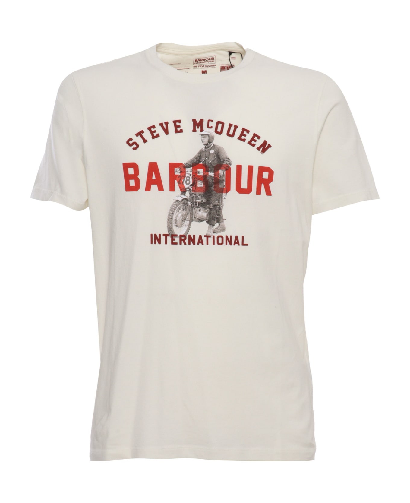 Barbour Beige T-shirt With Print - WHITE