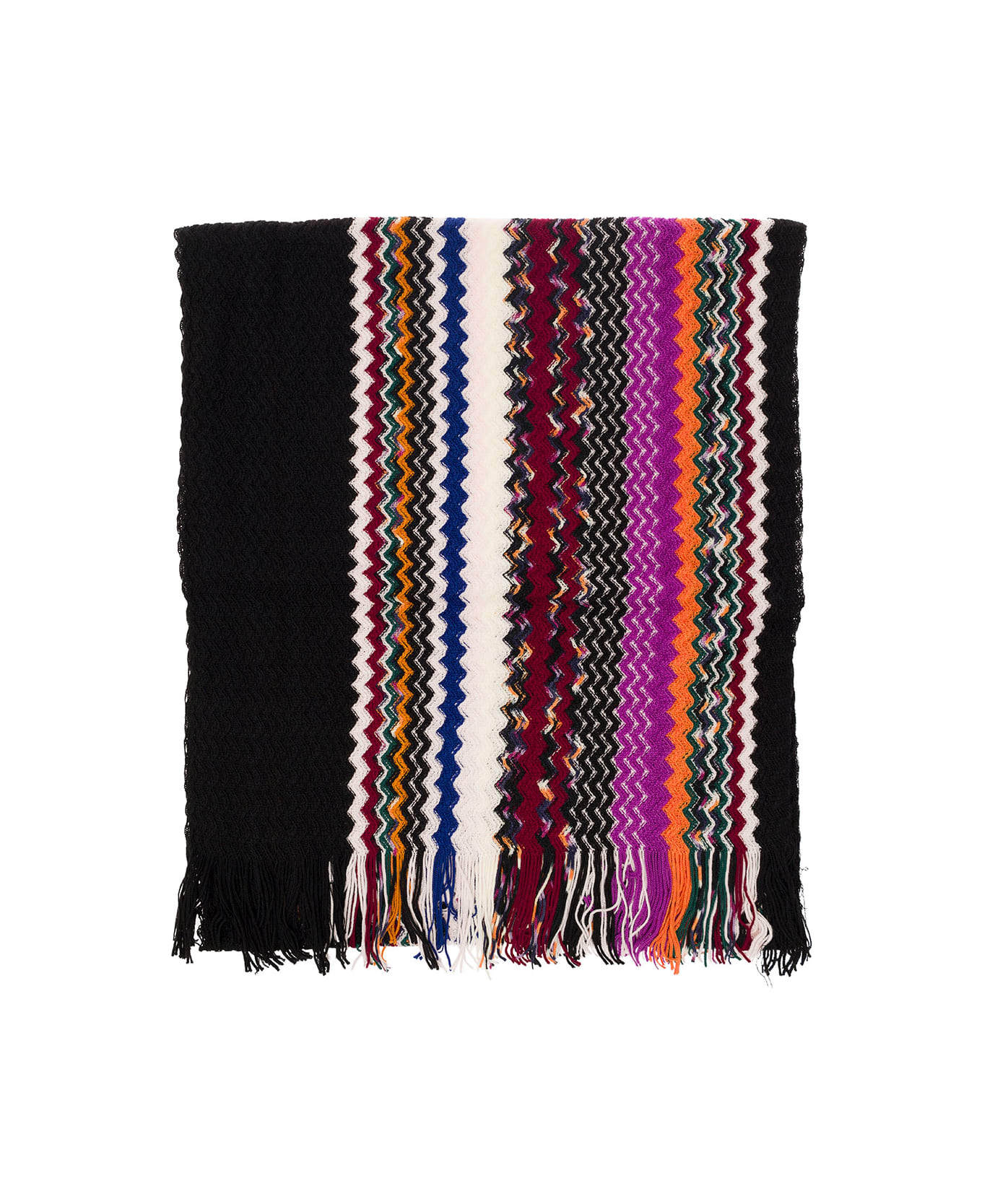Missoni Multicolor Scarf With Zigzag Motif And Fringed Hem In Wool Blend Woman - Multicolor スカーフ＆ストール