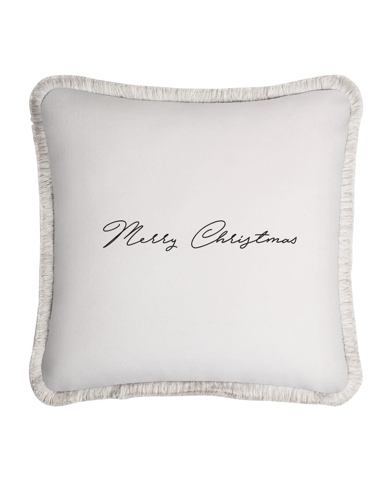 Lo Decor Happy Pillow Merry Christmas - white / white