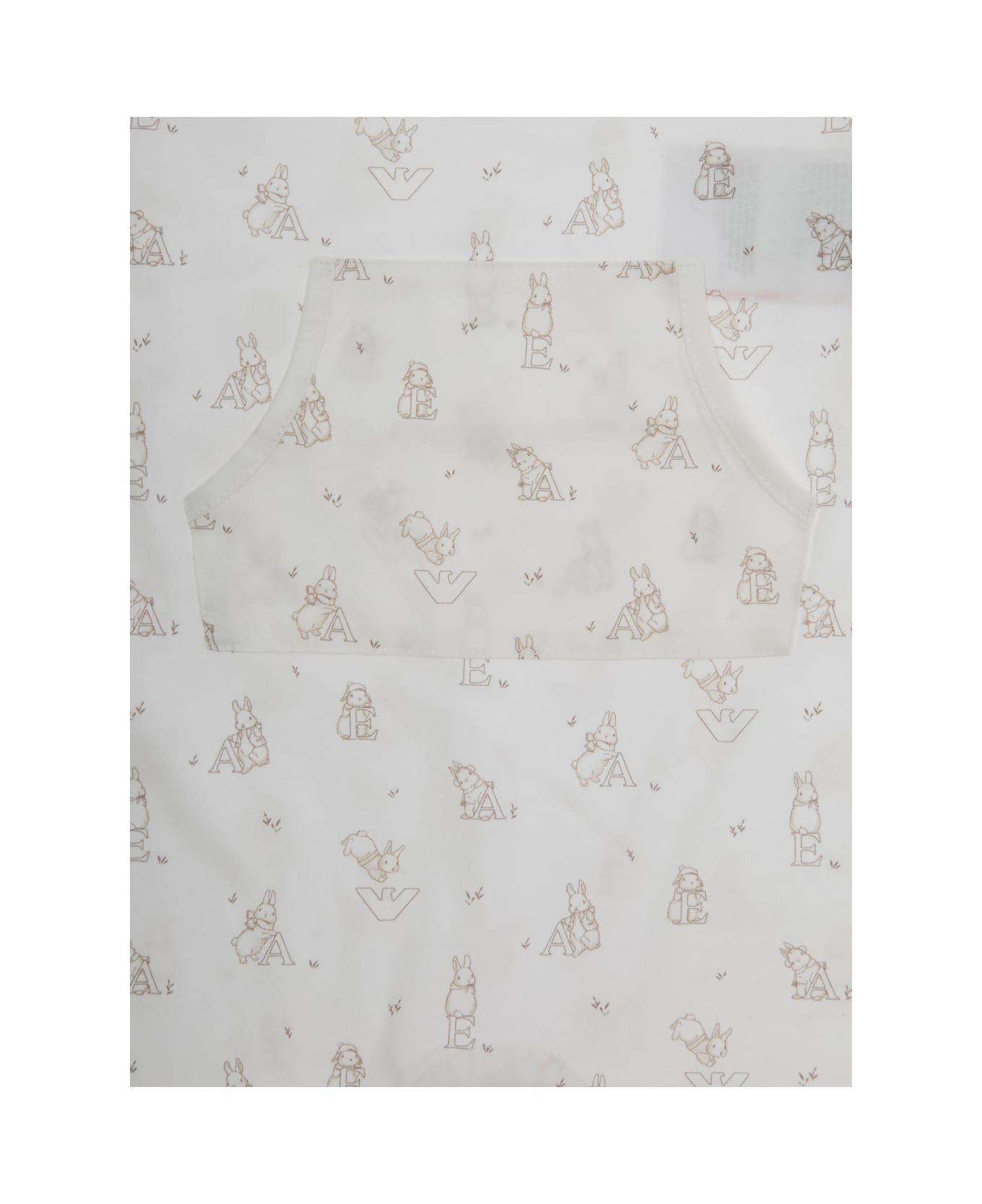 Emporio Armani White Onesie With All-over Logo Motif In Cotton Baby - White