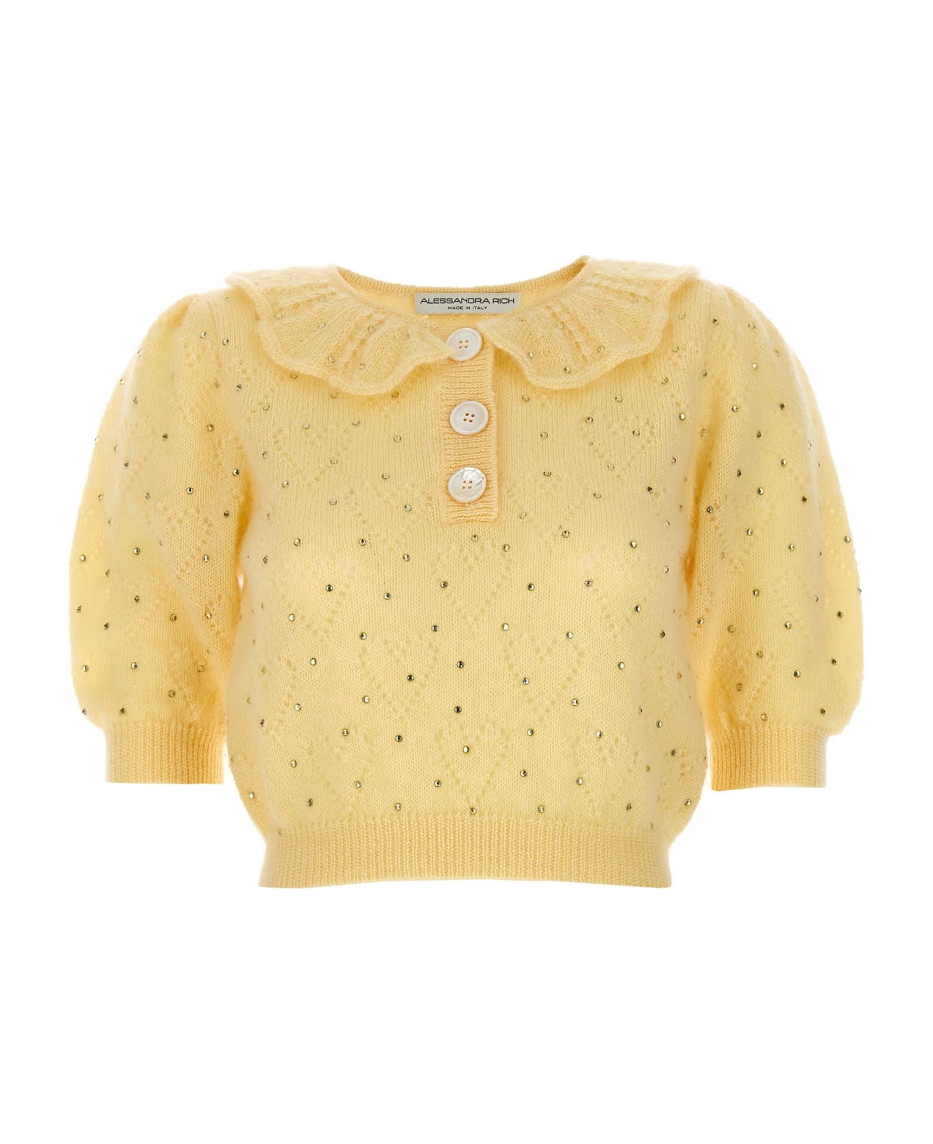 Alessandra Rich Rhinestone Sweater - Yellow