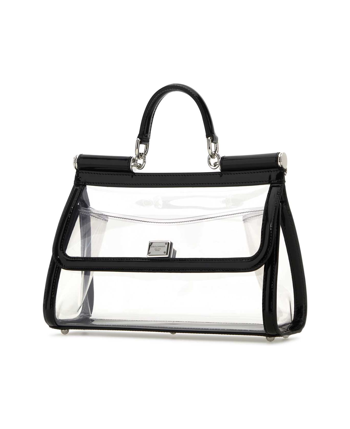 Dolce & Gabbana Two-tone Pvc And Leather Medium Sicily Handbag - TRASPARENTENERO トートバッグ