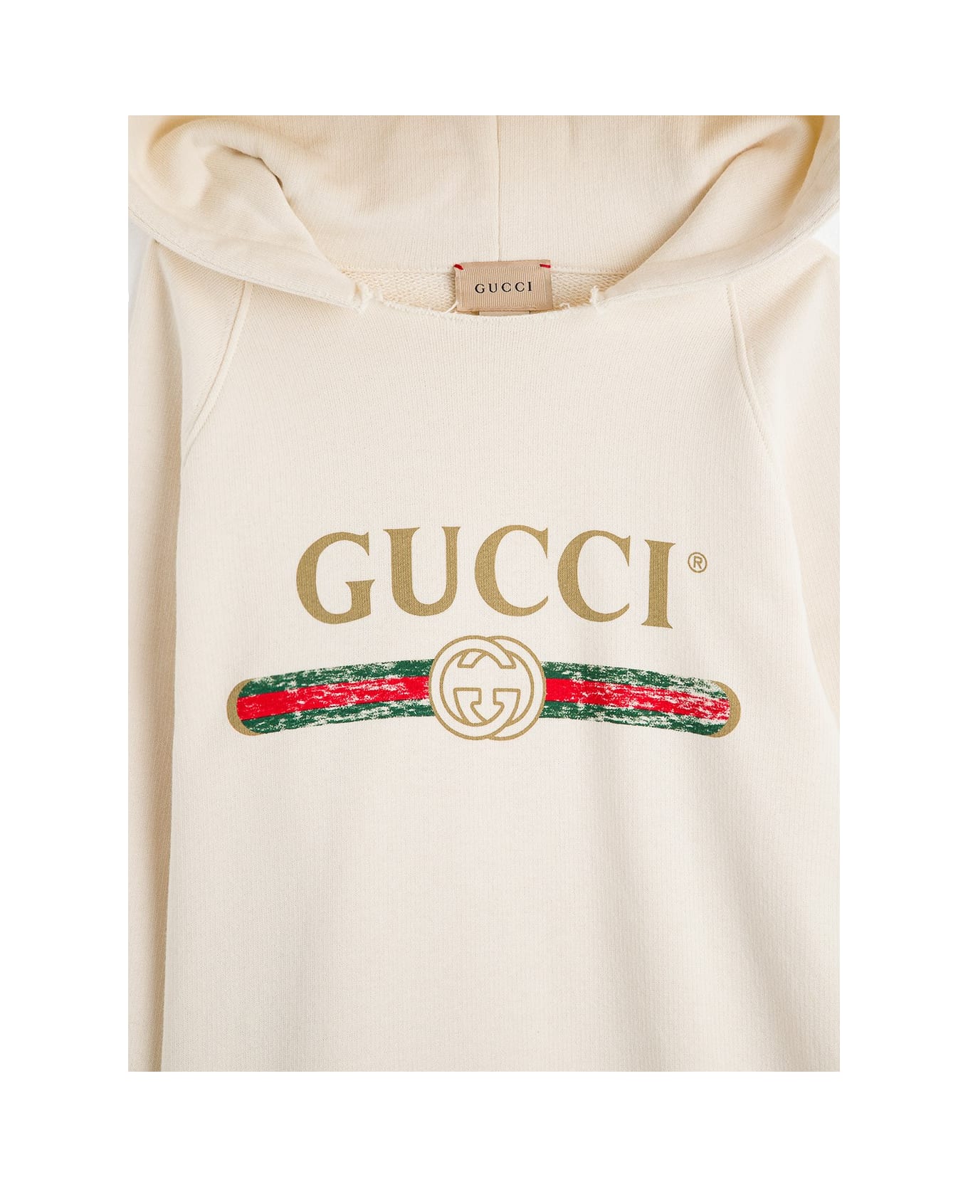 Gucci Jersey Hoodie With Logo Print - White Green Red