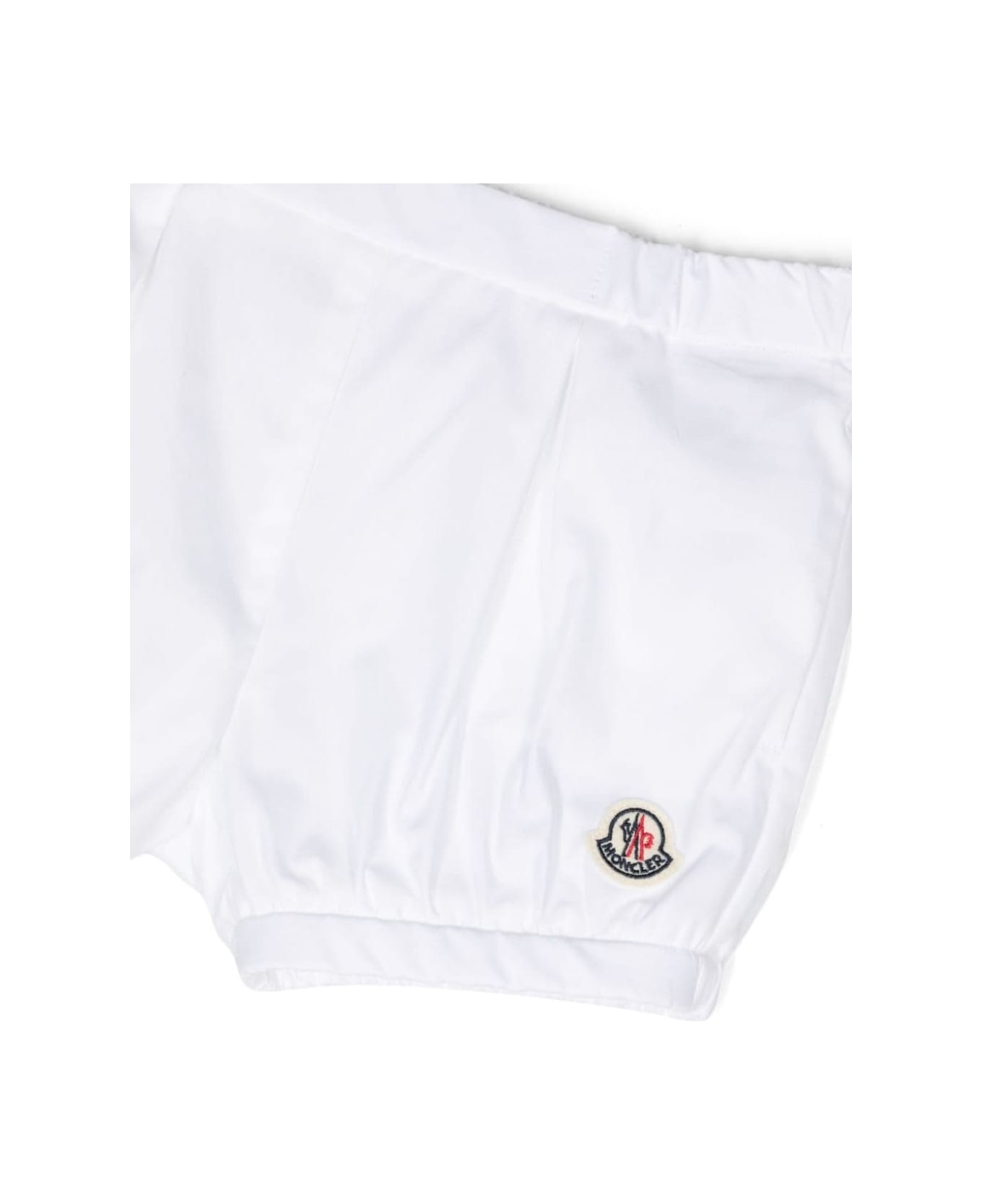 Moncler White Shorts With Logo Patch In Cotton Baby - White