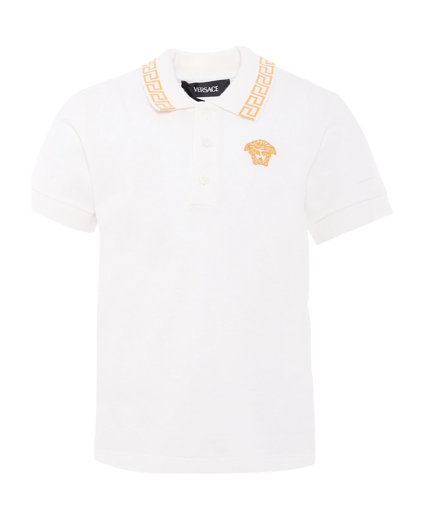 Versace Ivory Polo Shirt With Medusa For Boy - Ivory