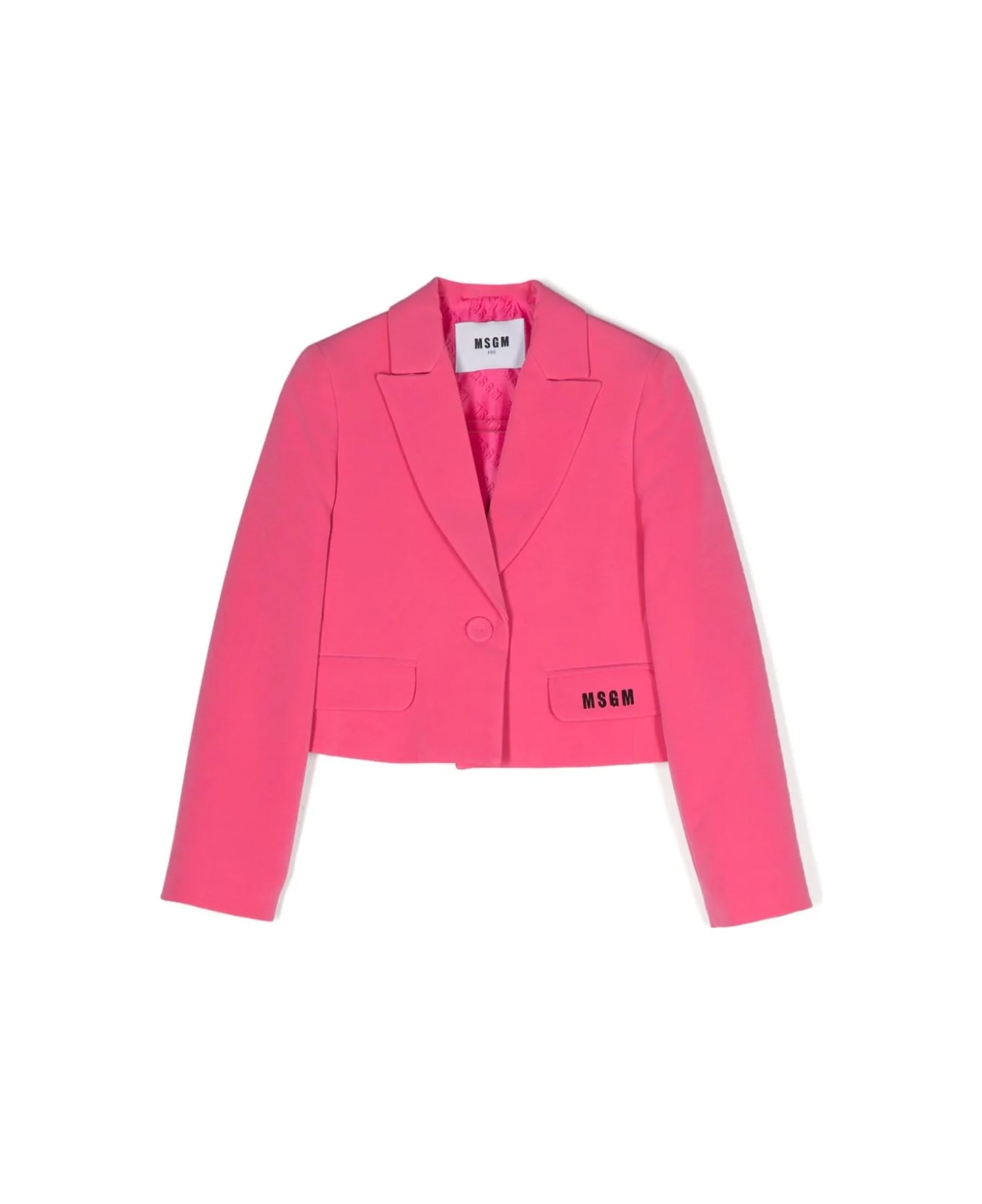 MSGM Blazer With Cropped Embroidery - Fucsia