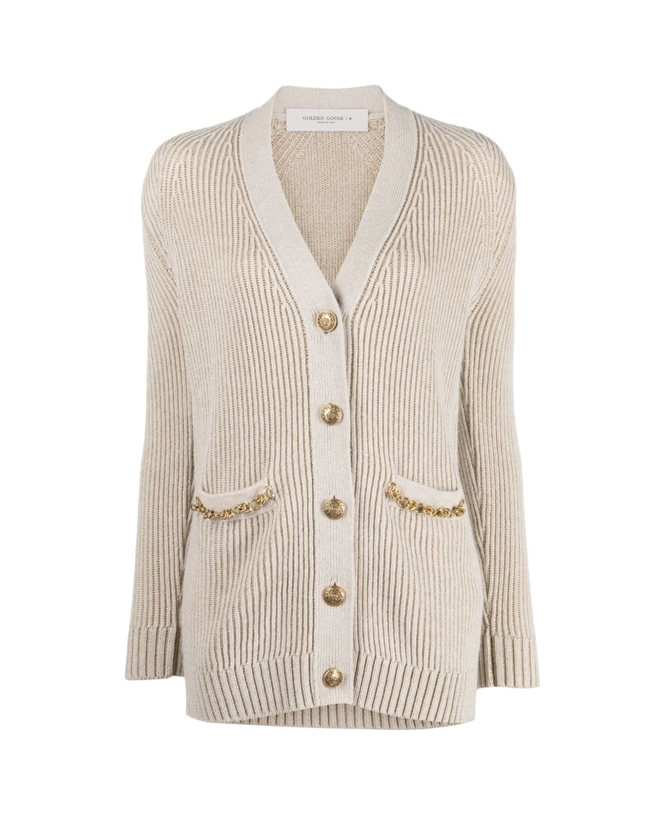 Golden Goose Journey W`s Cardigan Wool Ribbed Jacquard - Naturale