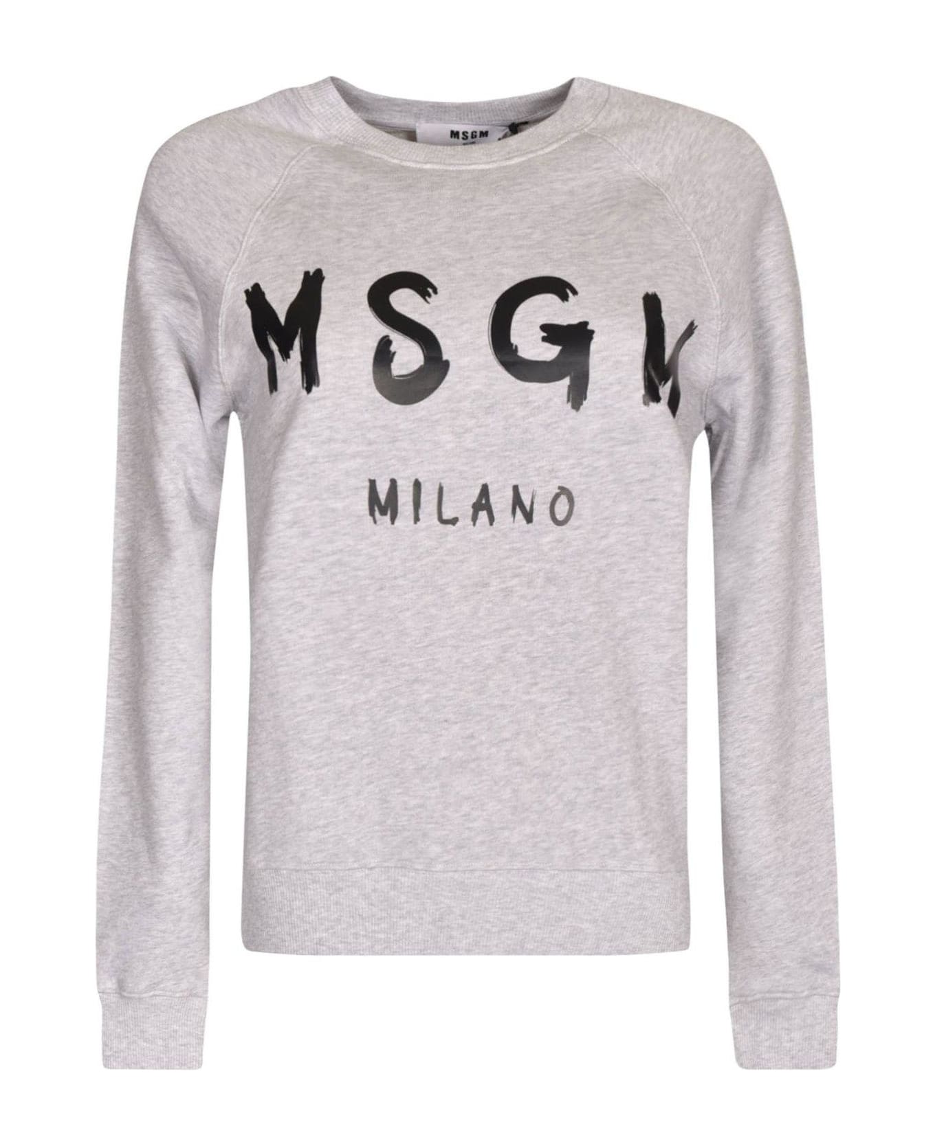 MSGM Logo Printed Crewneck Sweatshirt - Grigio melange