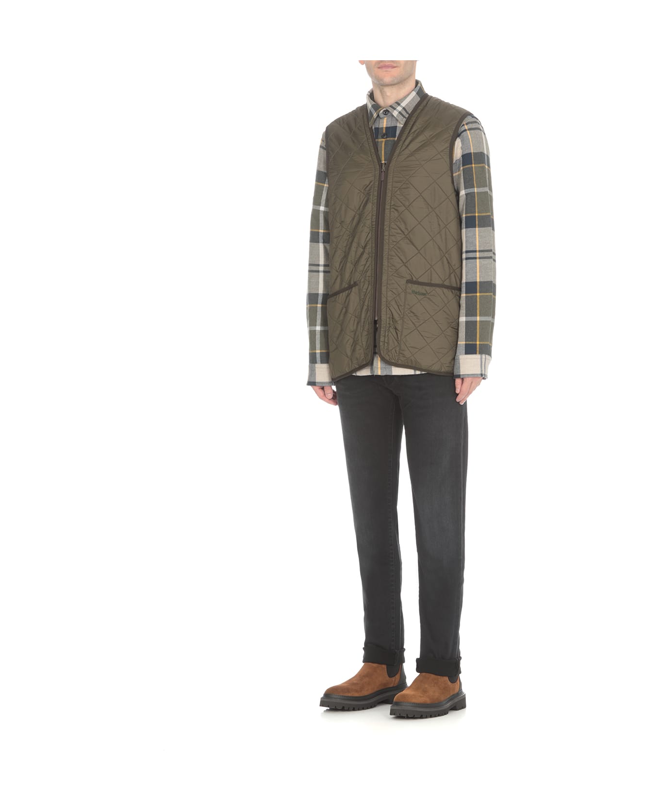 Barbour Sleevelees Quilted Jacket Polarquilt Waist - Green