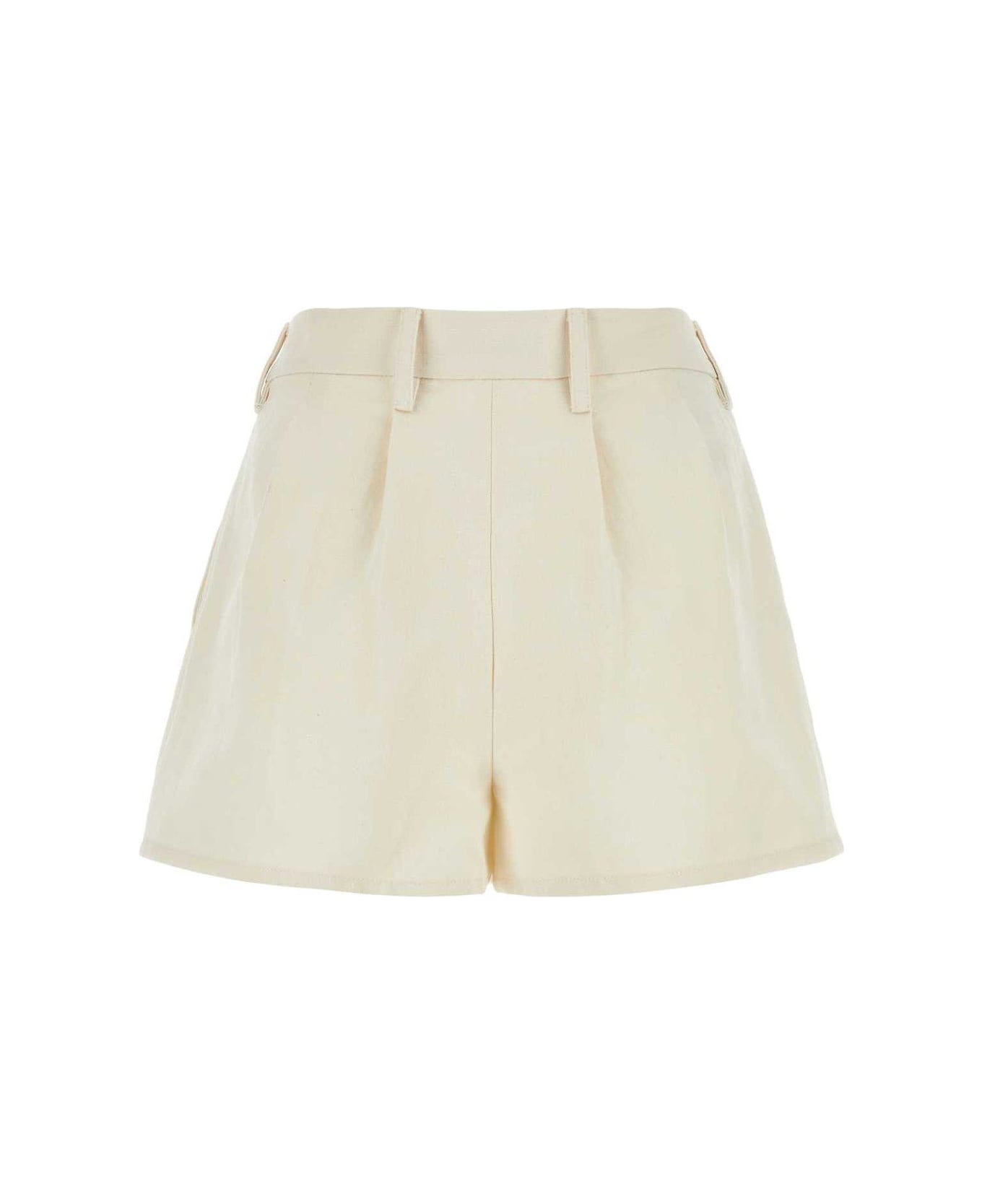 Prada Belted Pleated Shorts - Beige