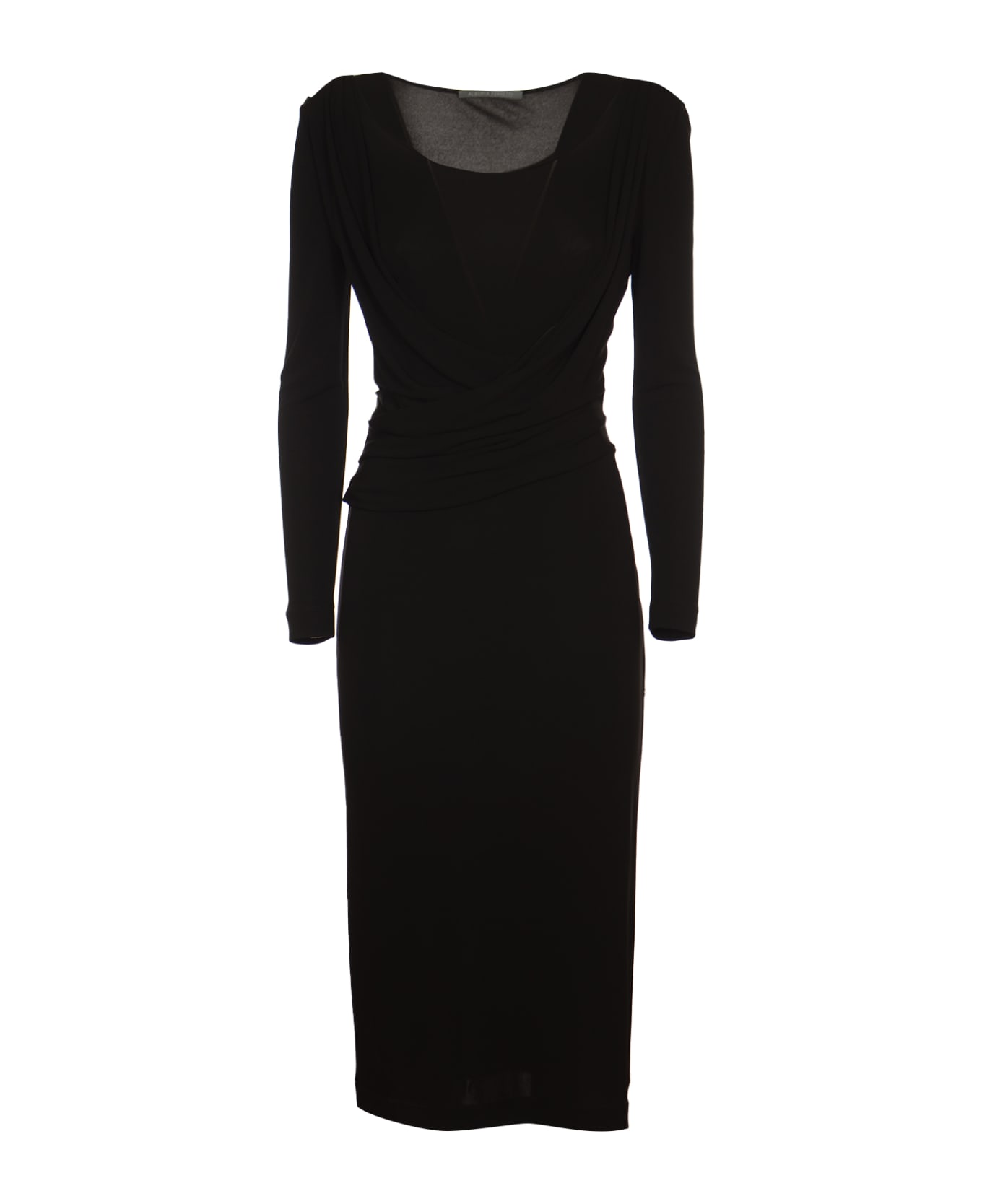 Alberta Ferretti Long-sleeved Long Dress - Black