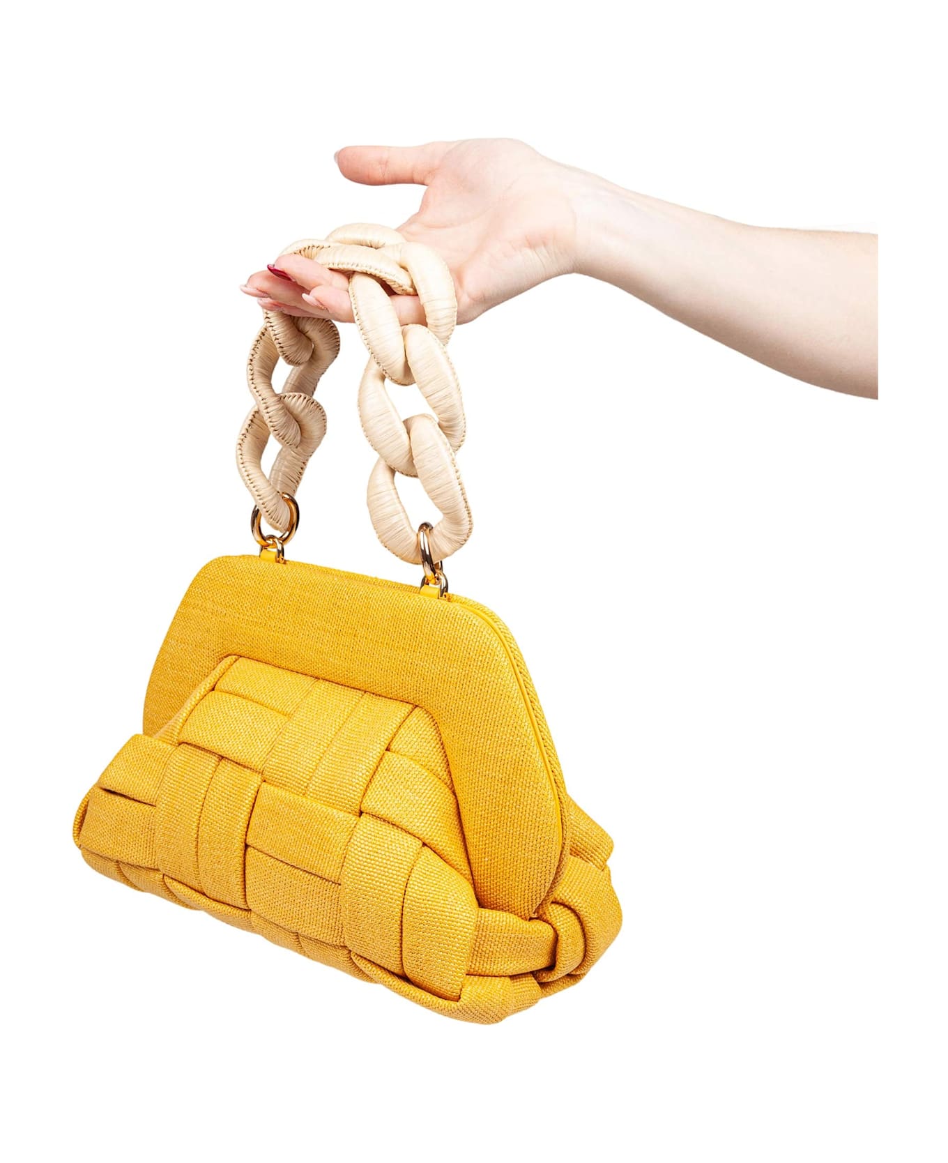 THEMOIRè Canvas Clutch Bag Color Yellow Ocher