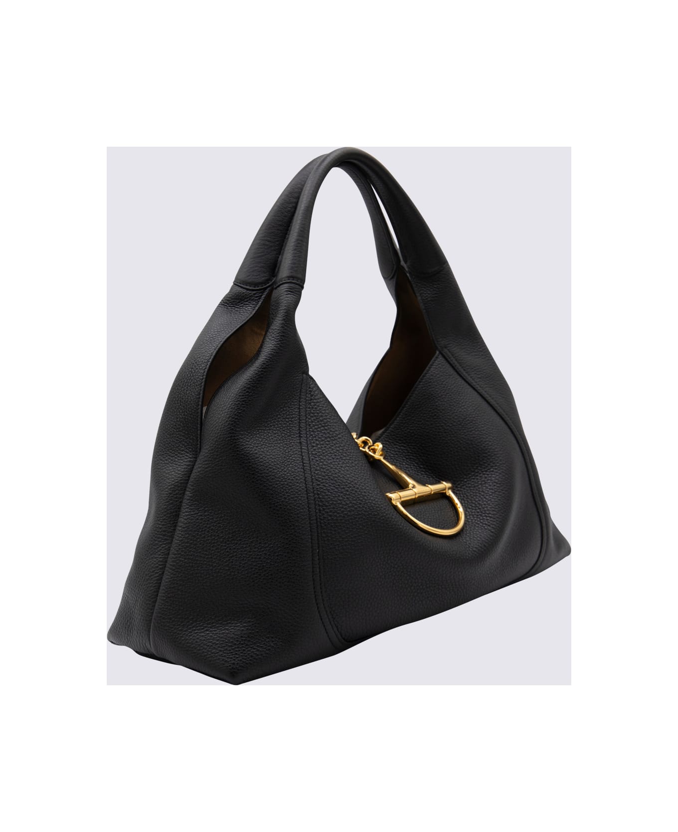 Gucci Black Leather Softbit Maxi Totes