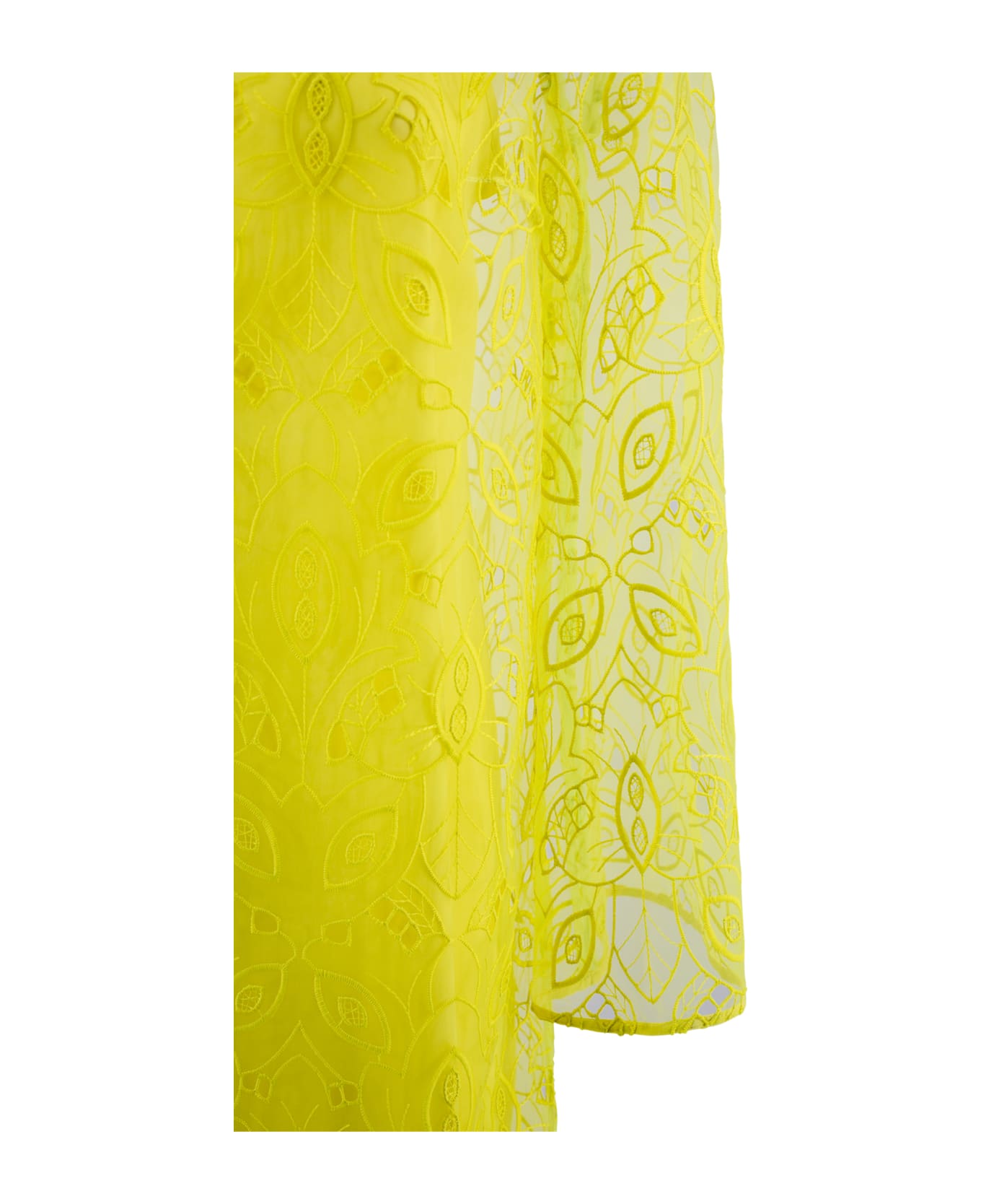 Max Mara Studio Embroidered Organza Mini Dress - Yellow