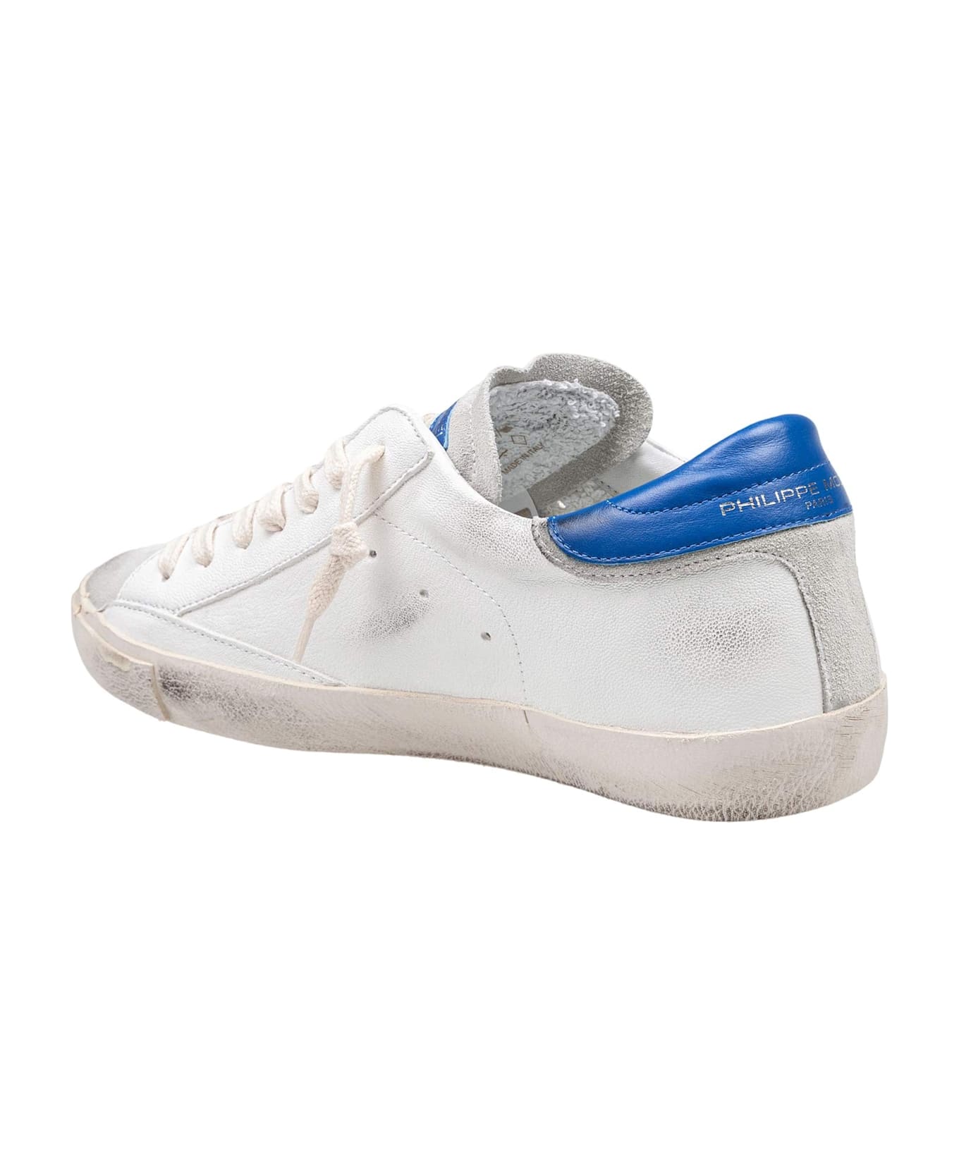 Philippe Model Prsx Low Sneakers In Leather Color White And Bluette - WHITE