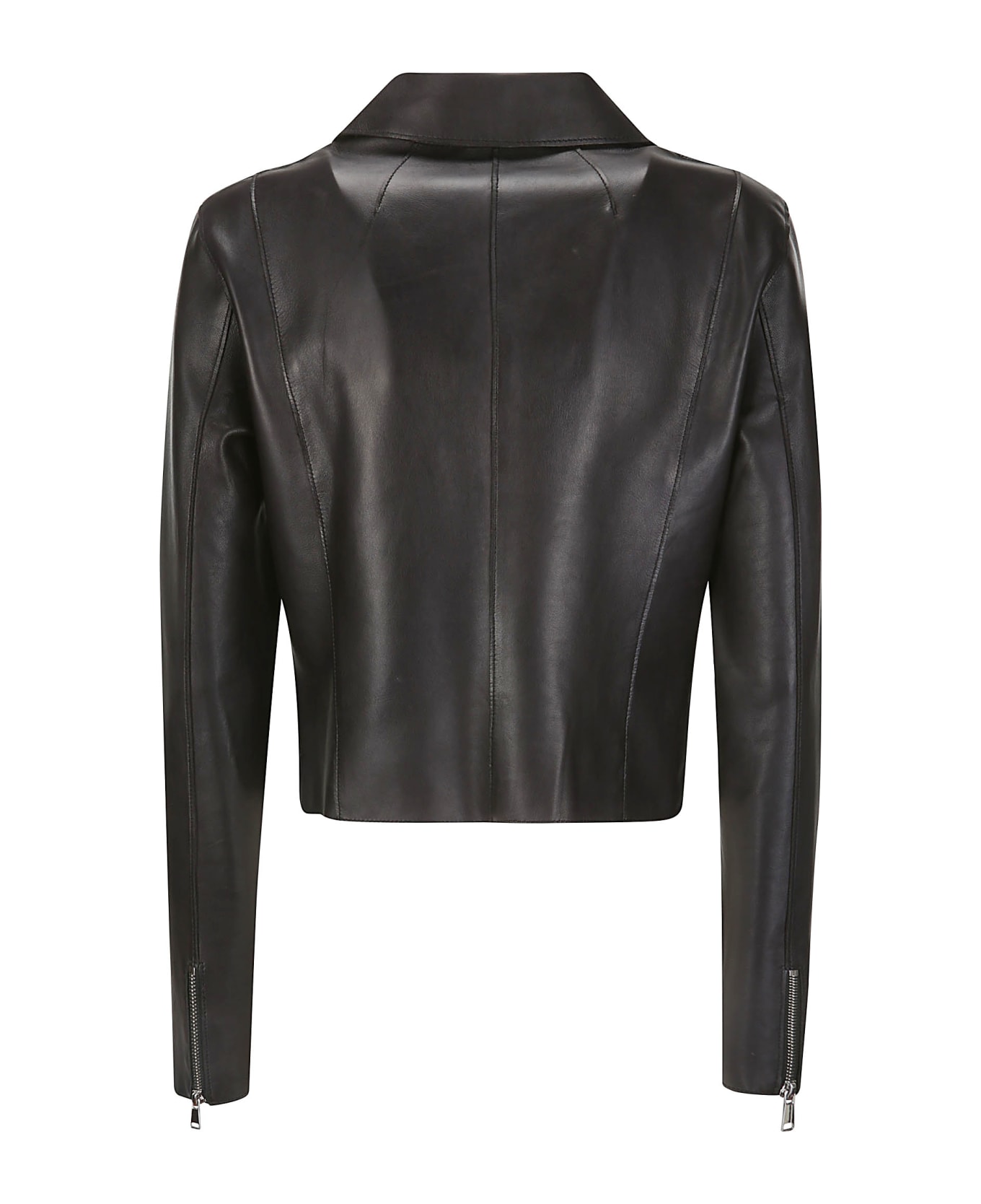 Parosh Nail Leather Jacket - BLACK