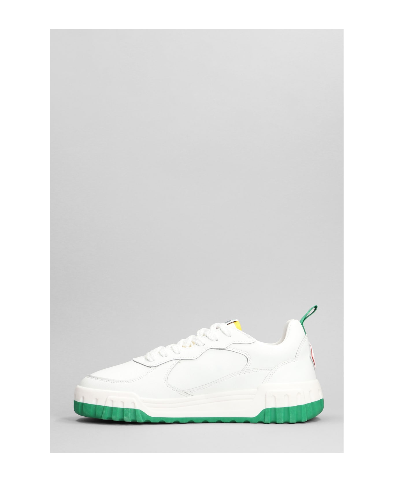 Casablanca Tennis Court Sneakers In White Leather - White green