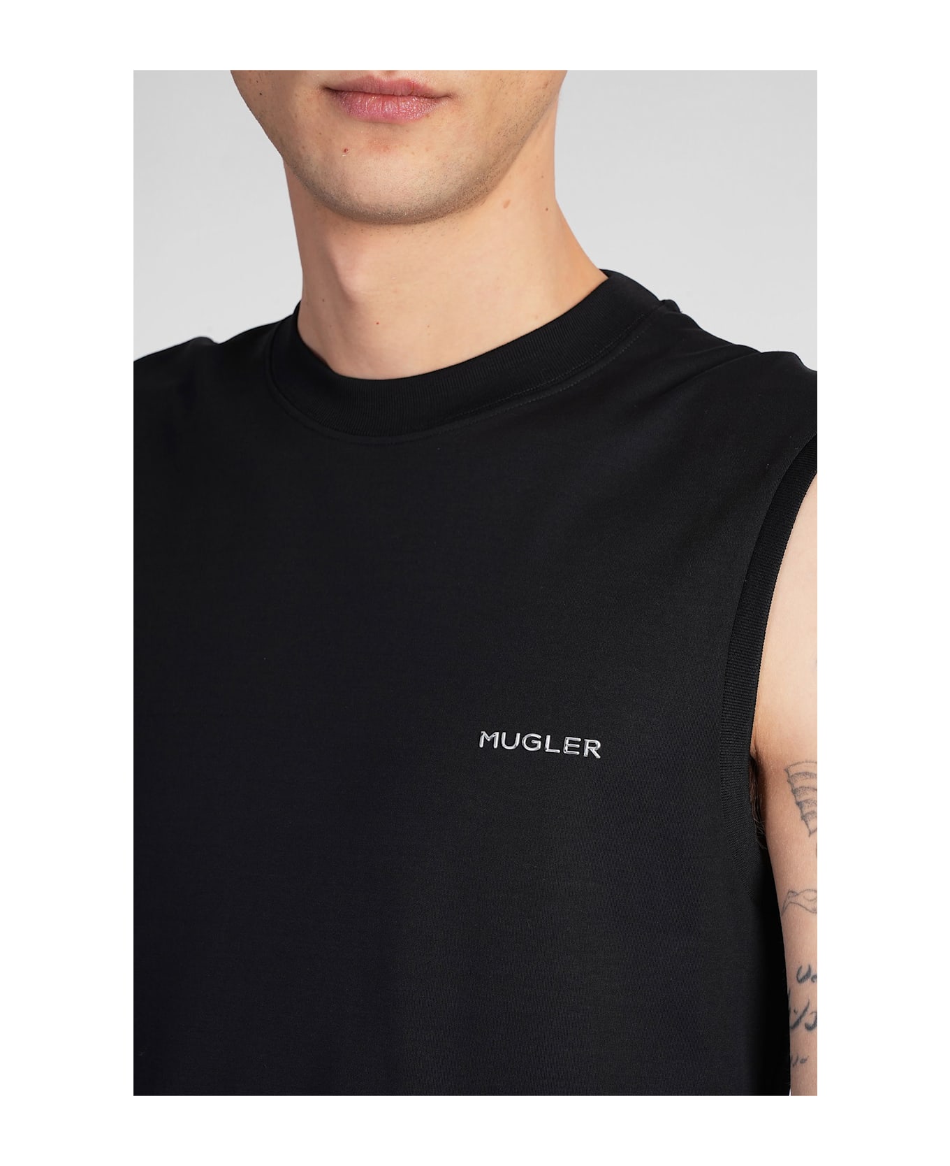 Mugler Tank Top In Black Cotton - black