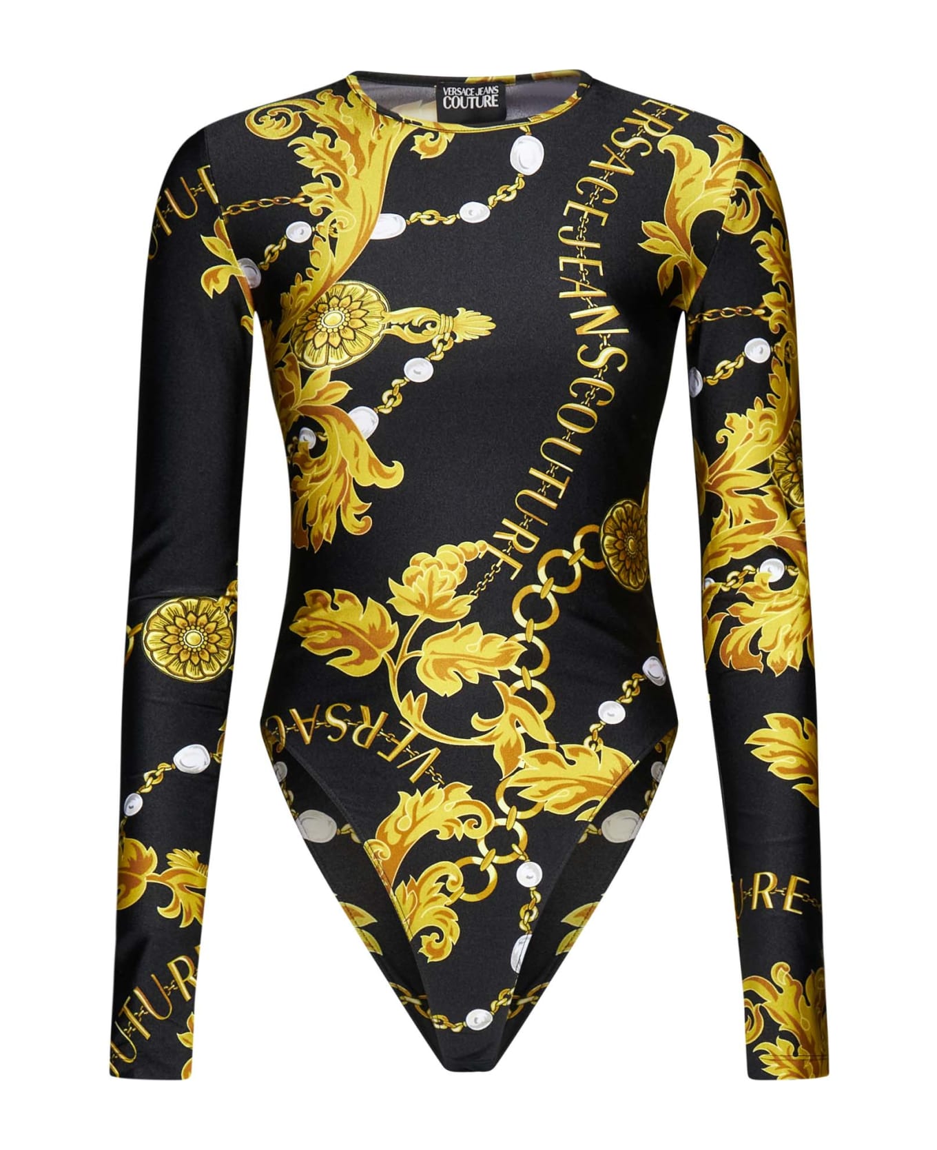Versace Jeans Couture Baroque-print Bodysuit - Black/gold