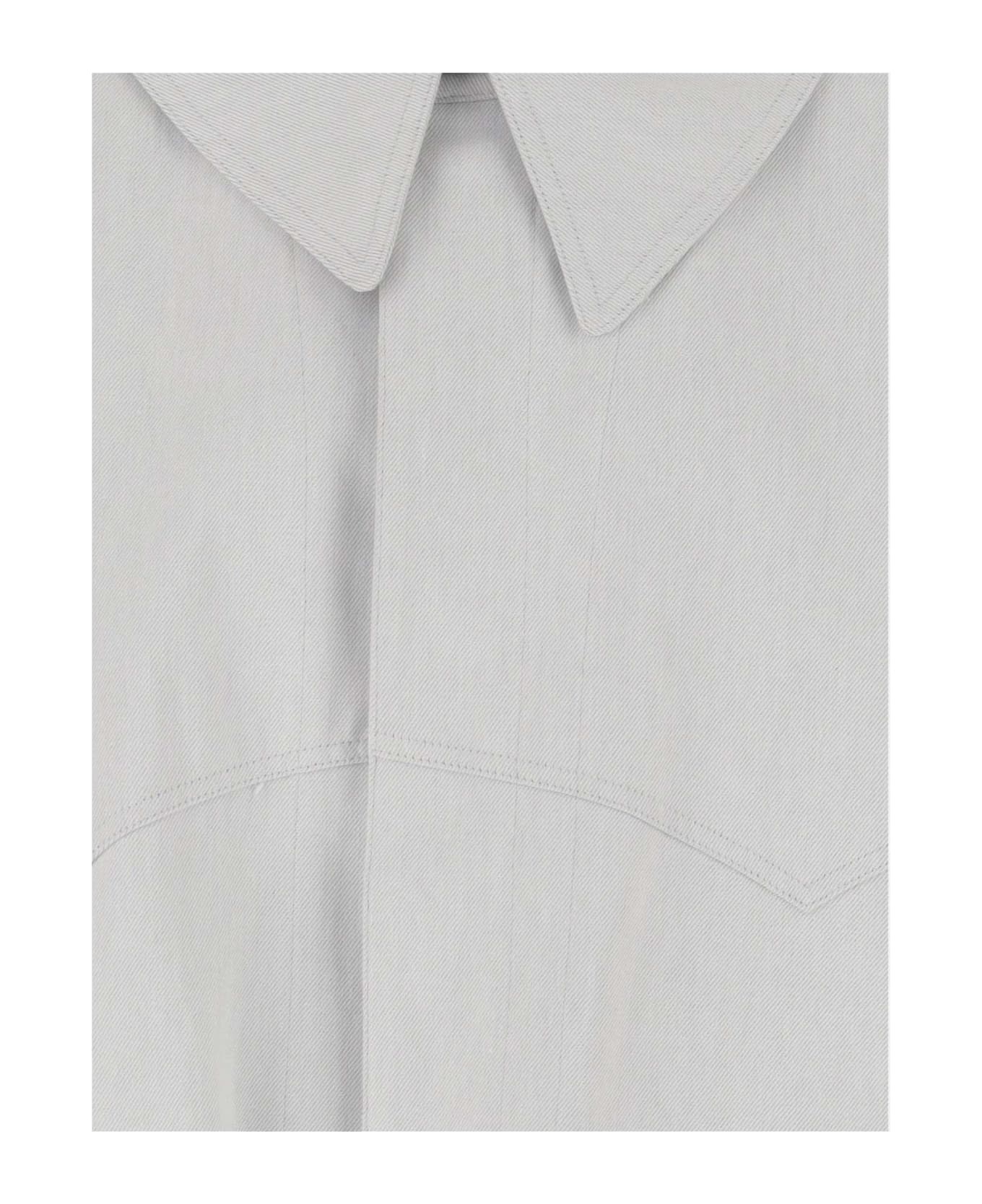 Maison Margiela Cotton Jacket With Oversize Collar - Light Grey