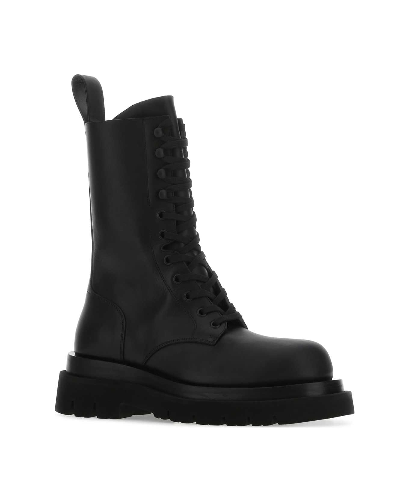 Bottega Veneta Black Leather Lug Ankle Boots - 1000