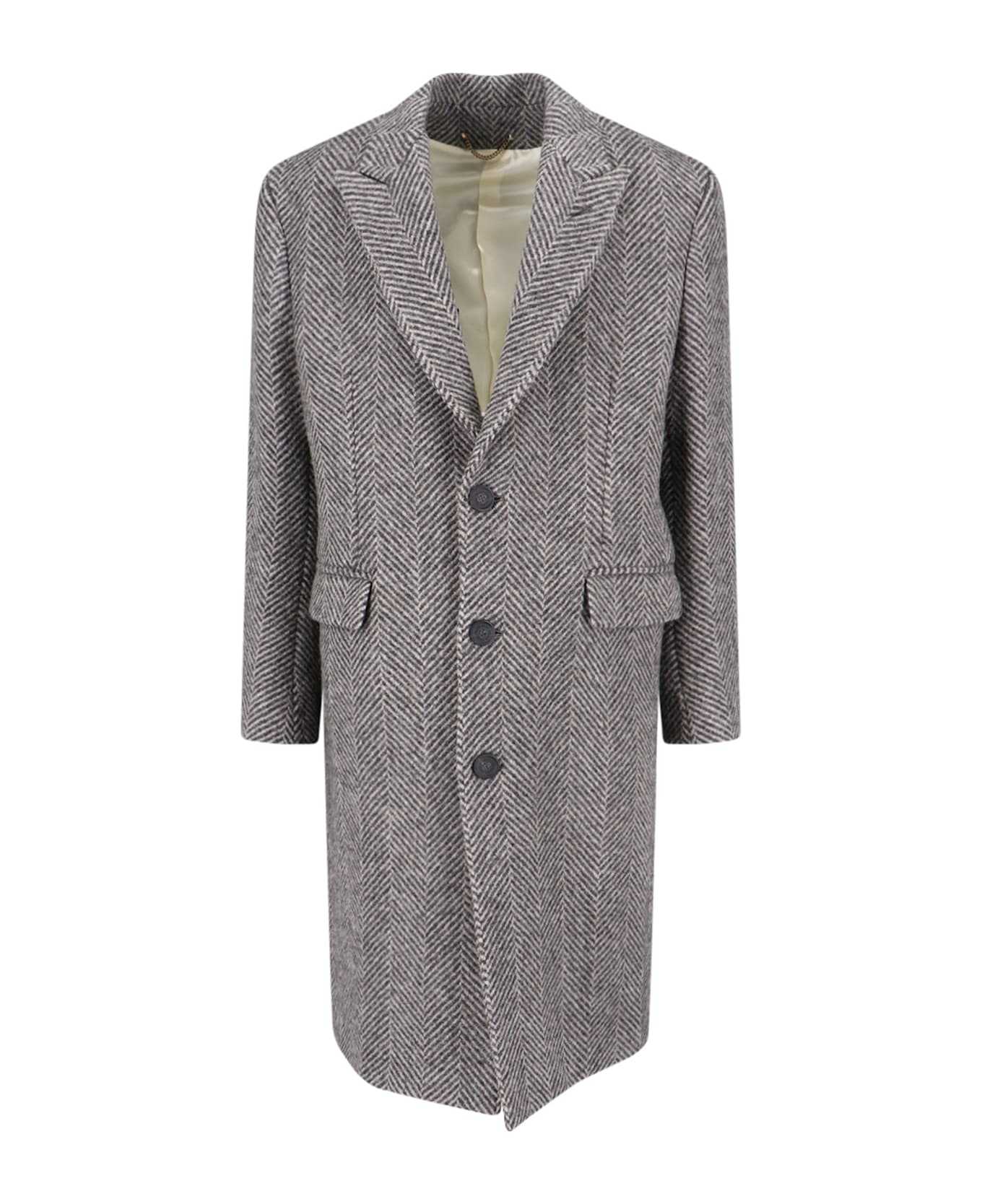 Golden Goose Herringbone Pattern Single-breasted Coat - Beige