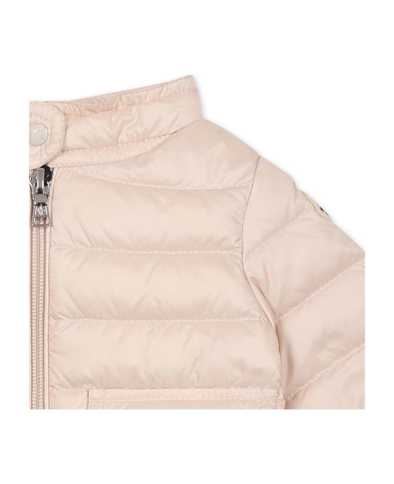 Moncler Pink Down Jacket For Baby Girl With Logo - Pink