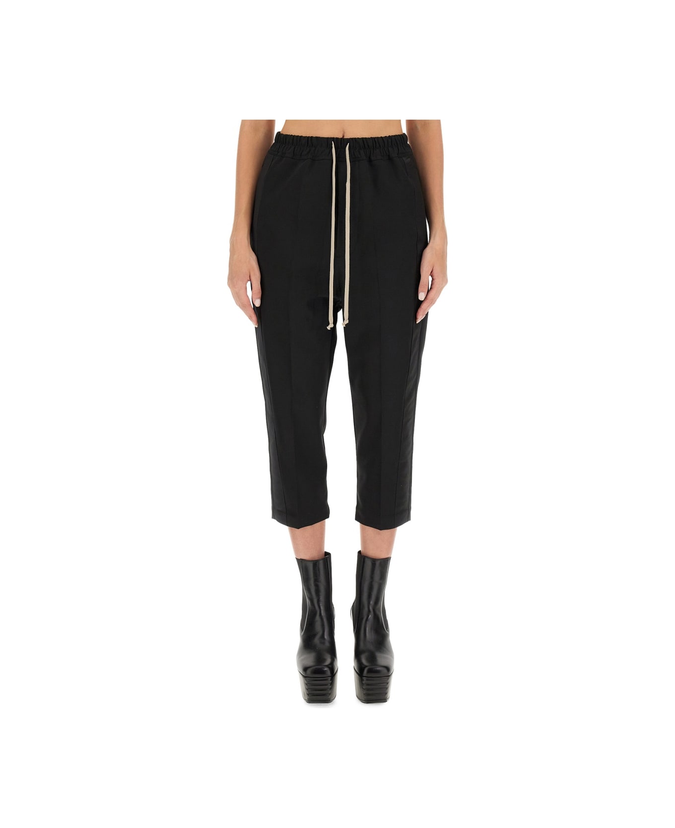 Rick Owens Drawstring Astaires Cropped Pants - BLACK