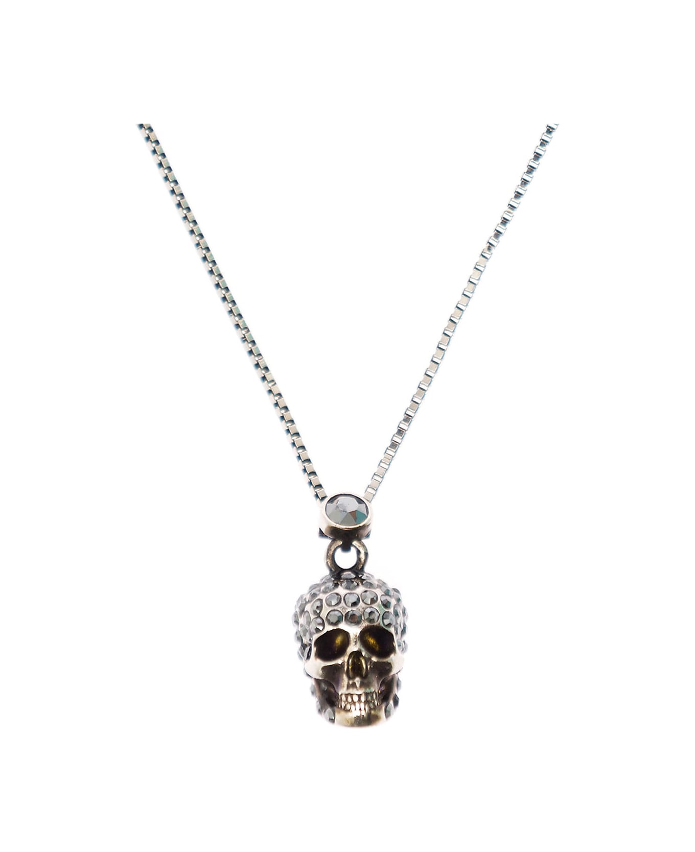Alexander McQueen Alexander Mc Queen Woman's Pave Skull Brass Necklace - Metallic