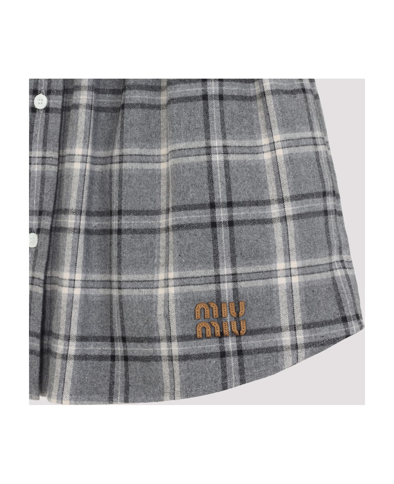 Miu Miu Cotton Midi Skirt - Ardesia