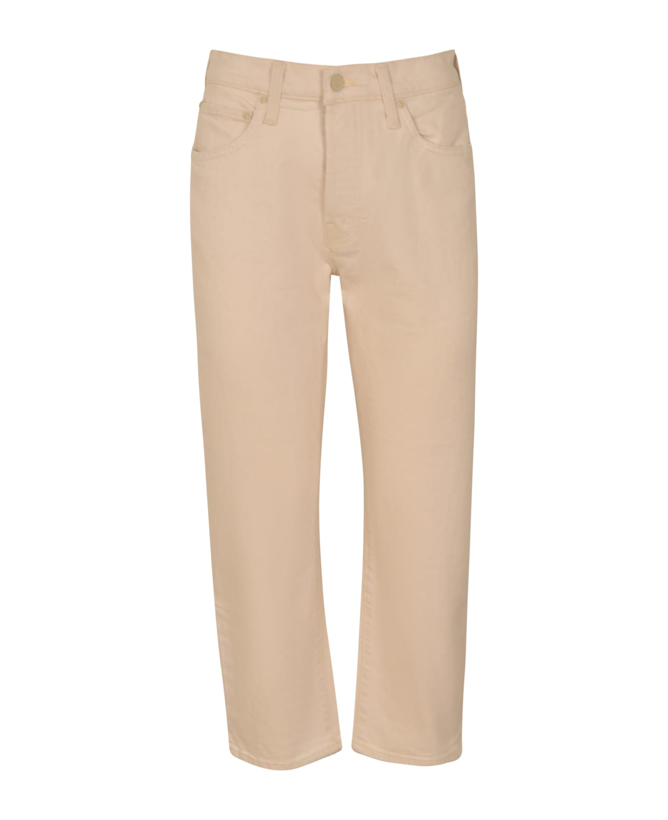 Mother Button Straight Jeans - Natural