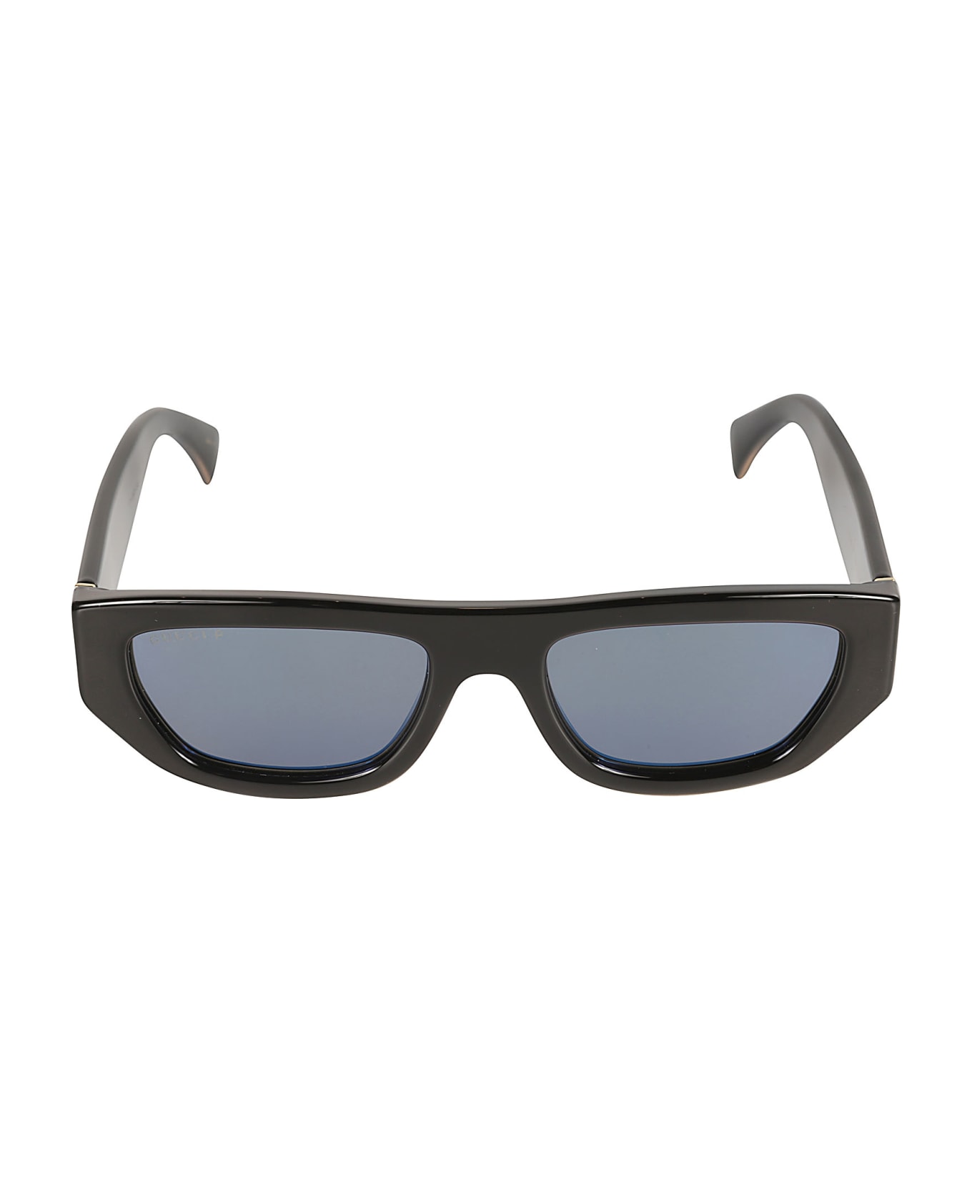 Gucci Eyewear Rectangular Frame Logo Sided Sunglasses - Black/Blue
