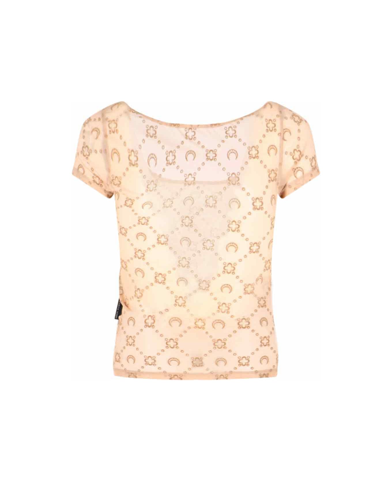 Marine Serre 
moonogram Mesh Flock
 T-shirt - Beige