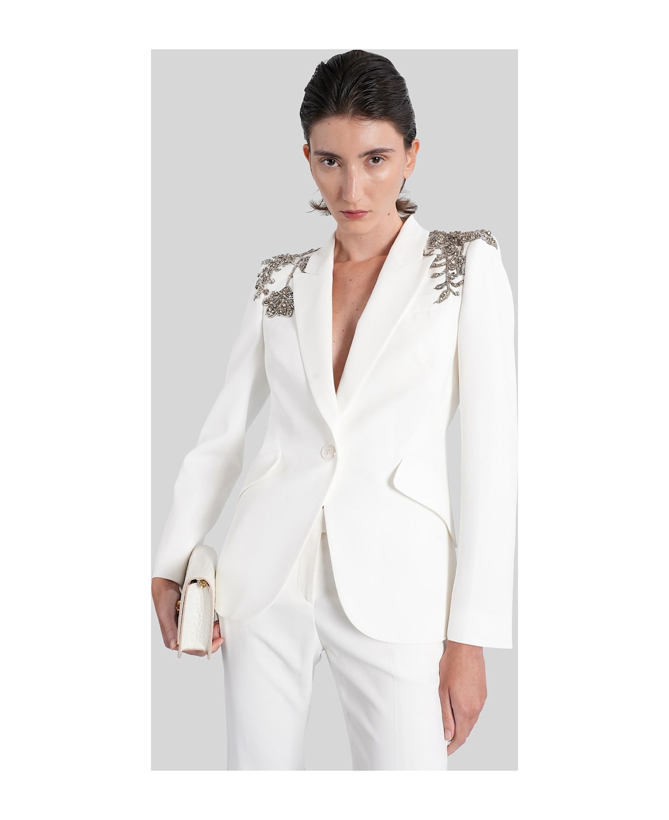Alexander McQueen Blazer In White Viscose - white