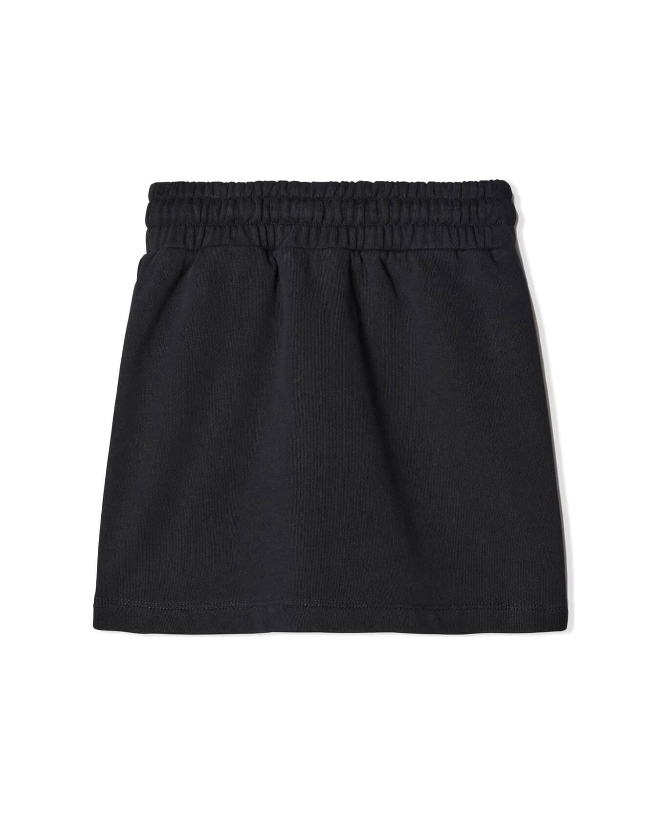Off-White Black Miniskirt With Elasticated Waistband And Logo In Cotton Girl - Black ボトムス