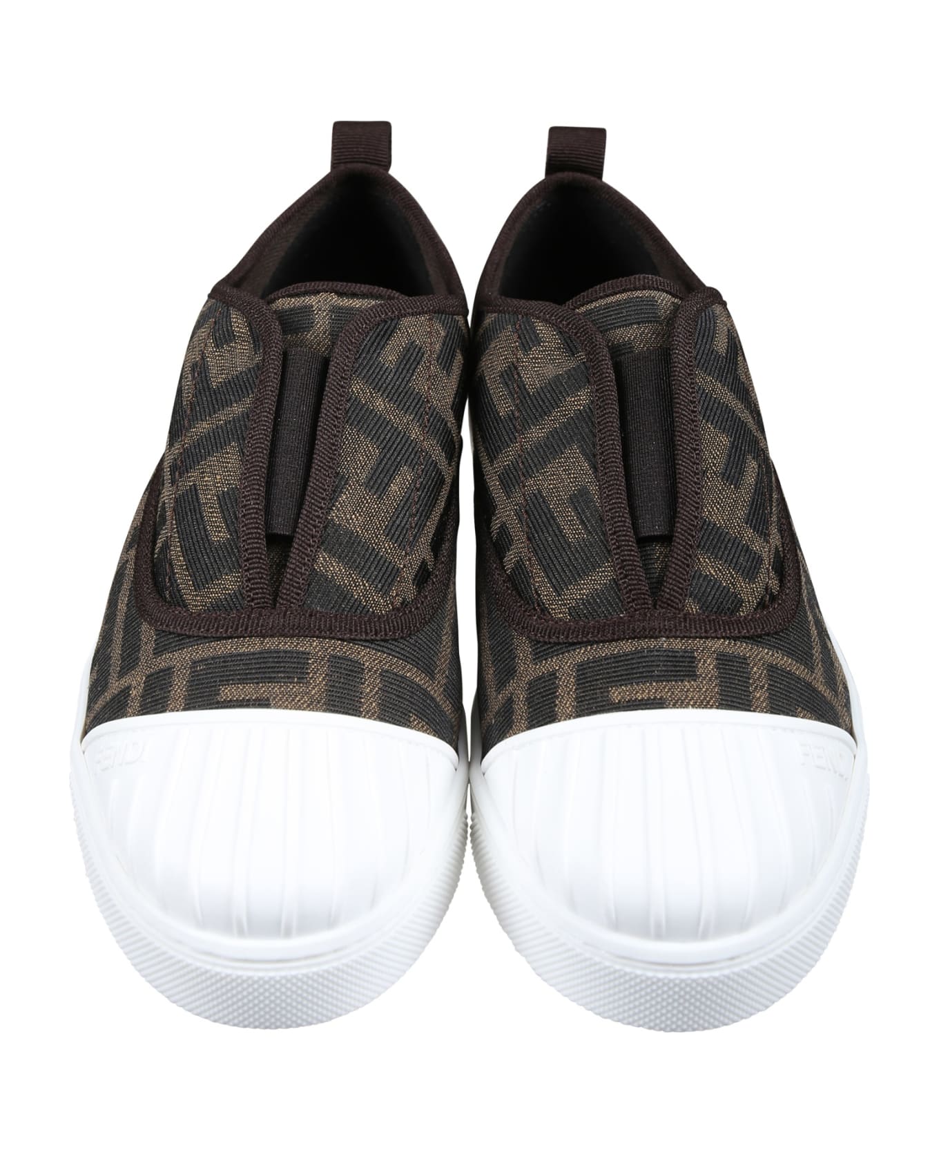 Fendi Sneakers For Kids With All-over Ff Logo - Brown