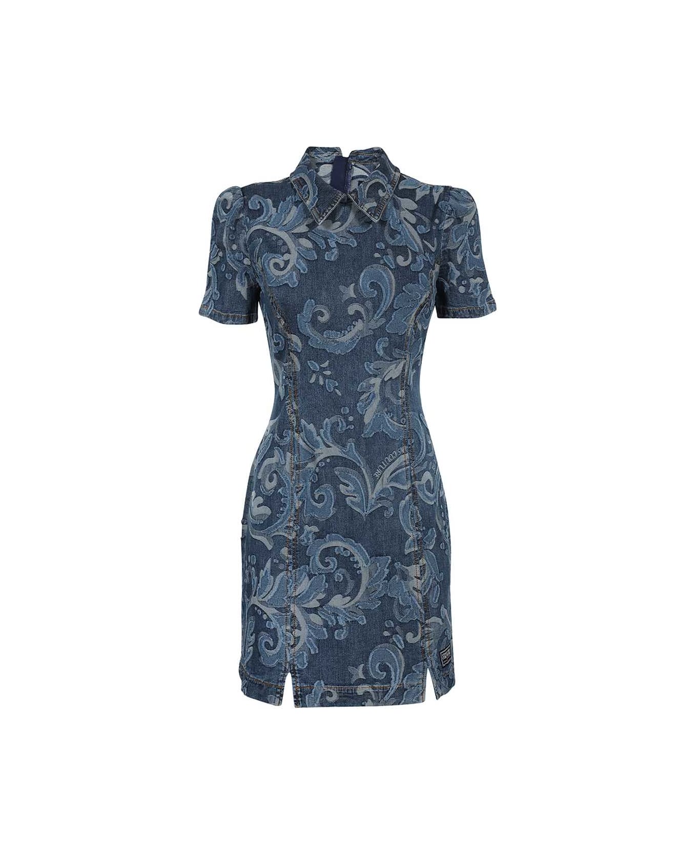 Versace Jeans Couture Embroidered Mini Dress - blue