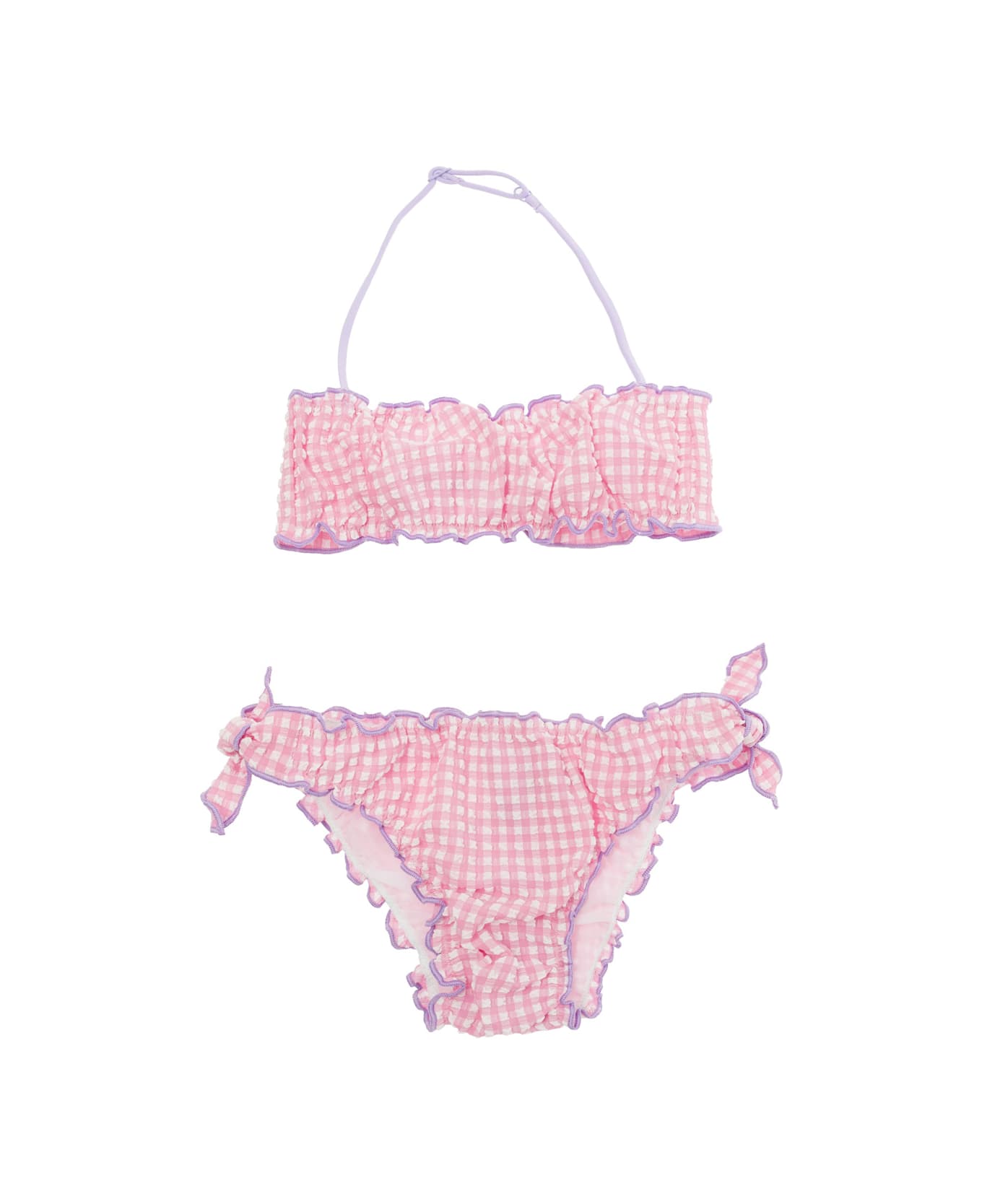 MC2 Saint Barth 'emy' Pink Two Piece Bikini With Check Motif In Stretch Fabric Girl - Pink
